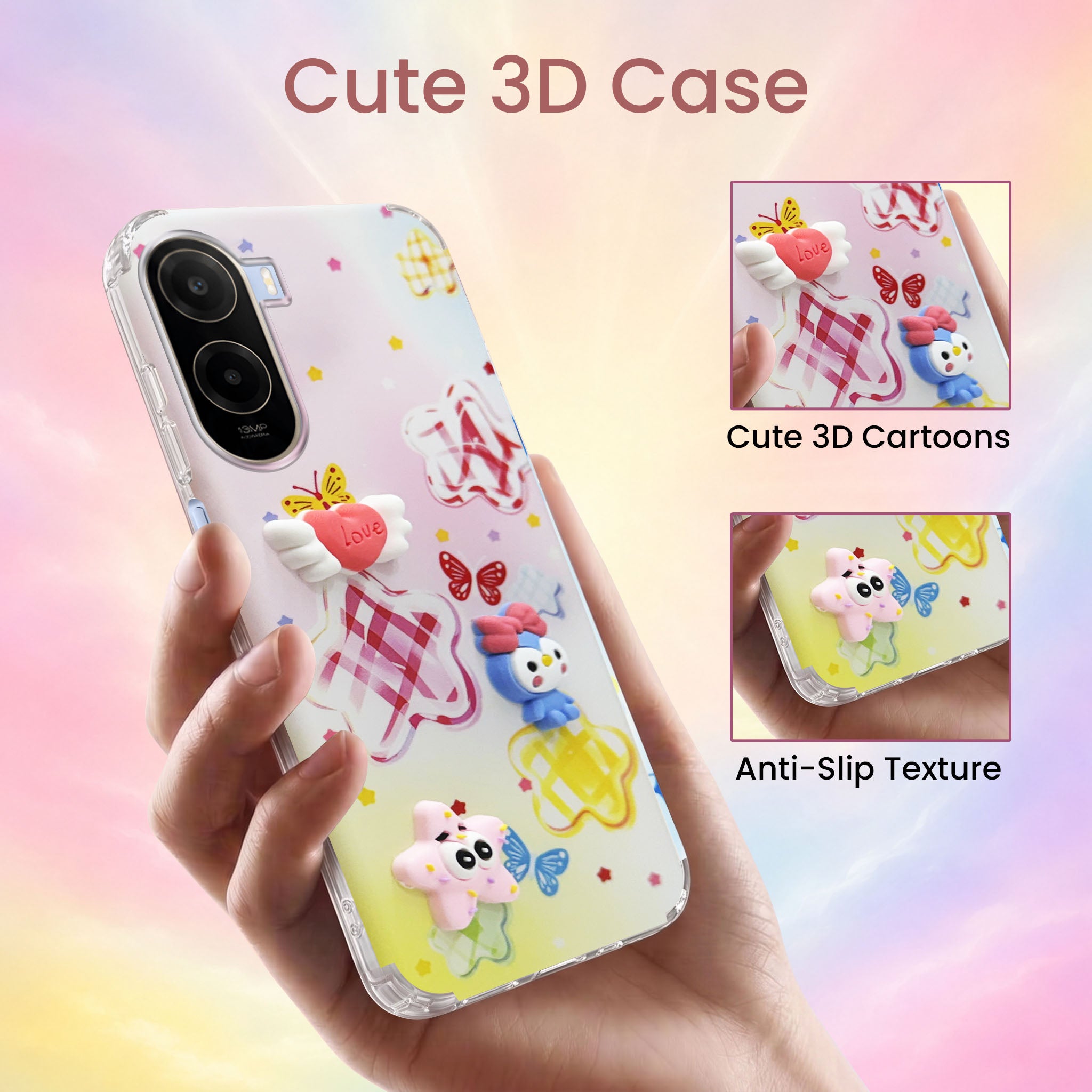 For Poco C81 5G Back Cover Case (3D Cute Cartoons | Hard Back Side Soft | Matte Premium Finish | HD Printing)