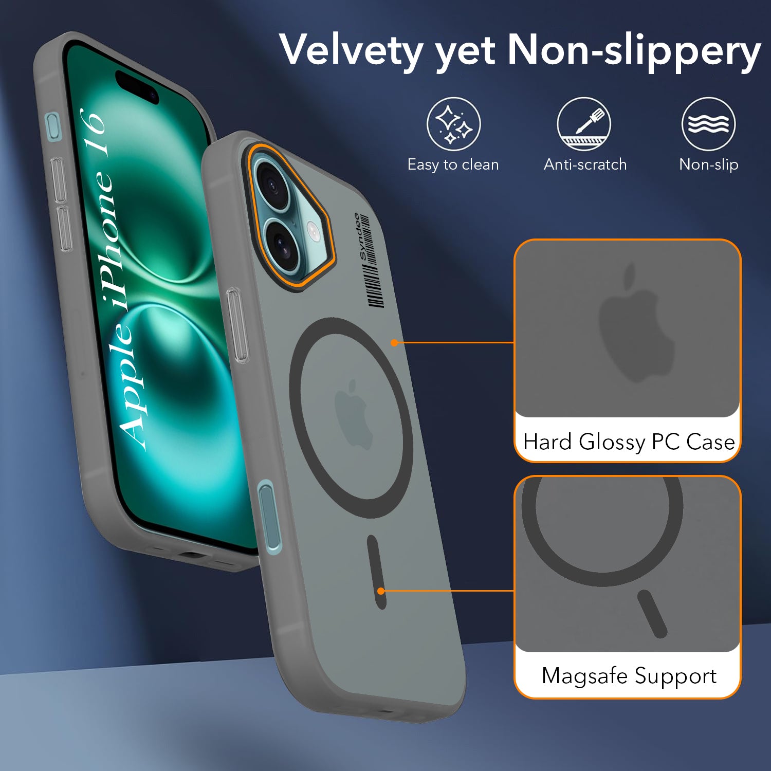For Apple iPhone 16 Back Cover Case (Soft Touch | Camera Bump Protection | MagSafe Compatible | Matte Finish)