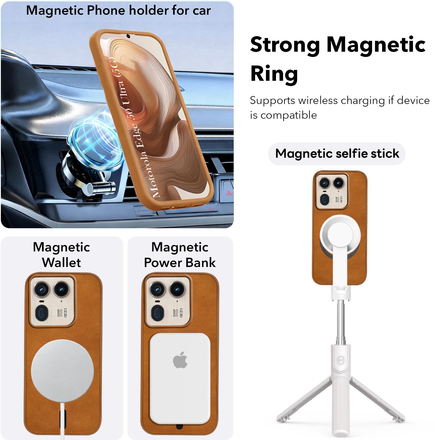 For Motorola Moto Edge 50 Ultra 5G Back Case Cover Leather Finish (MagSafe Compatible Wireless Charging | Soft Touch | Camera Bump Protection)