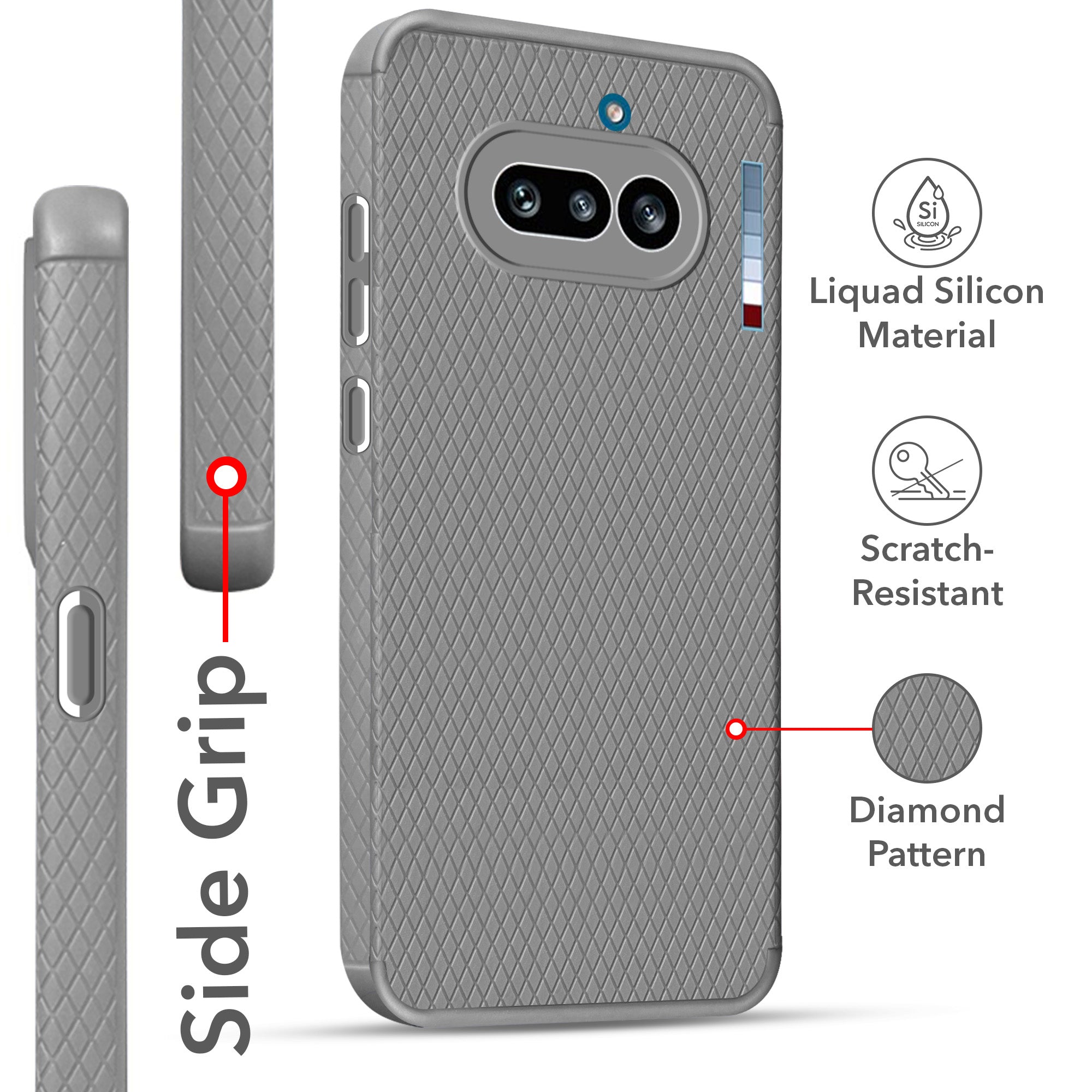 For Nothing Phone 4A 5G Back Cover Case Liquid Silicone (Camera Protection | Side Grip Texture | Soft and Flexible)