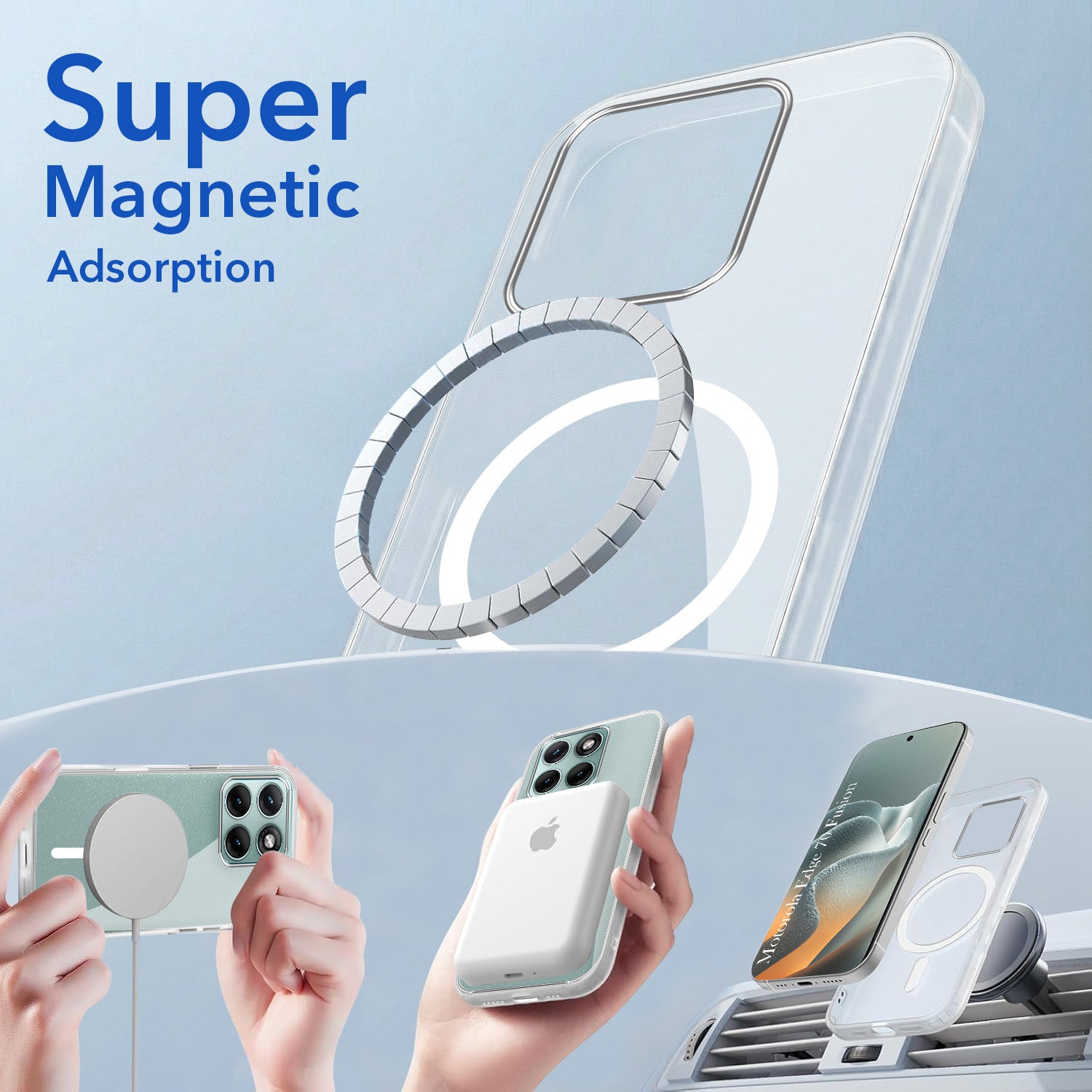 For Motorola Moto Edge 70 Fusion Back Cover Case Lifetime Anti-Yellow MagSafe Compatible Clear (Sleek Hard Crystal | Shockproof and Camera Protection)
