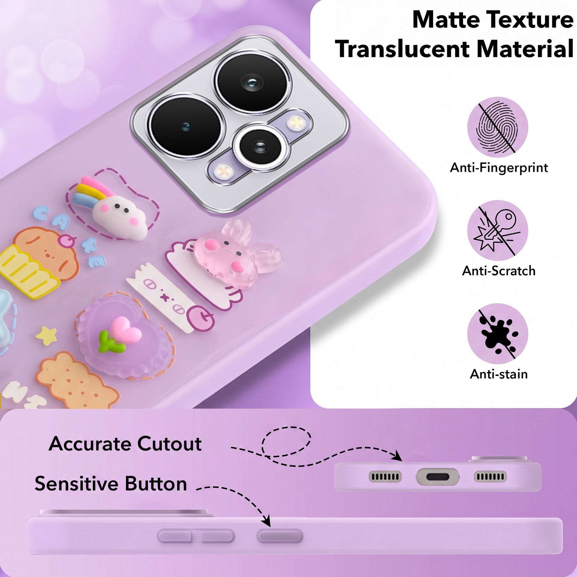 For Realme 15 Pro Back Cover Case (3D Cute Cartoons | Hard Back Side Soft | Matte Premium Finish | HD Printing)