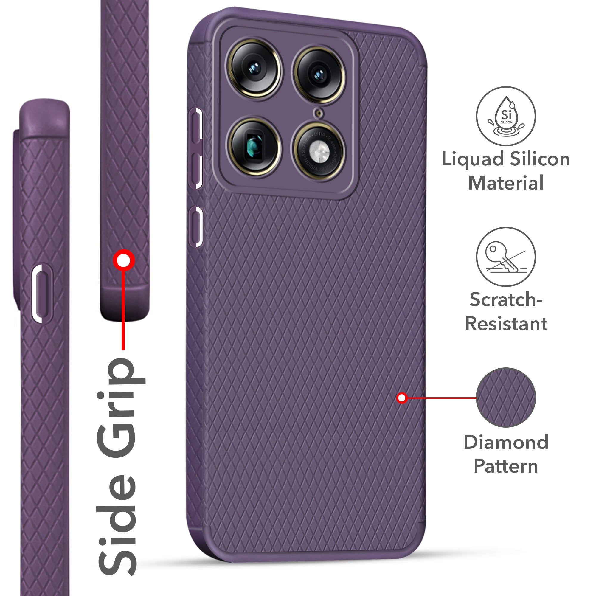 For Motorola Moto Signature 5G Back Cover Case Liquid Silicone (Camera Protection | Side Grip Texture | Soft and Flexible)