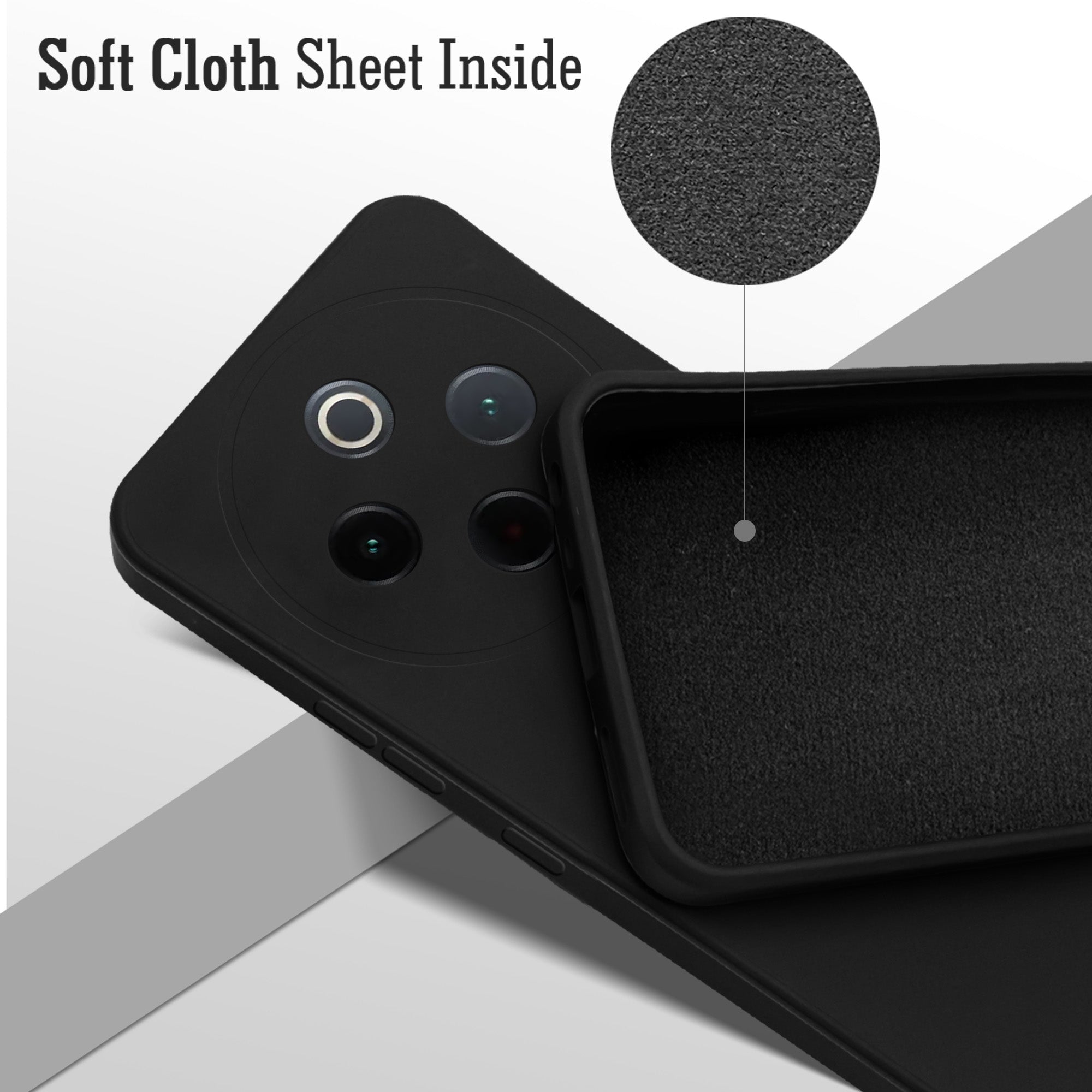 For Vivo iQOO Z10 Back Cover Case (Matte Finish Silicone with Inside Fiber Cloth)