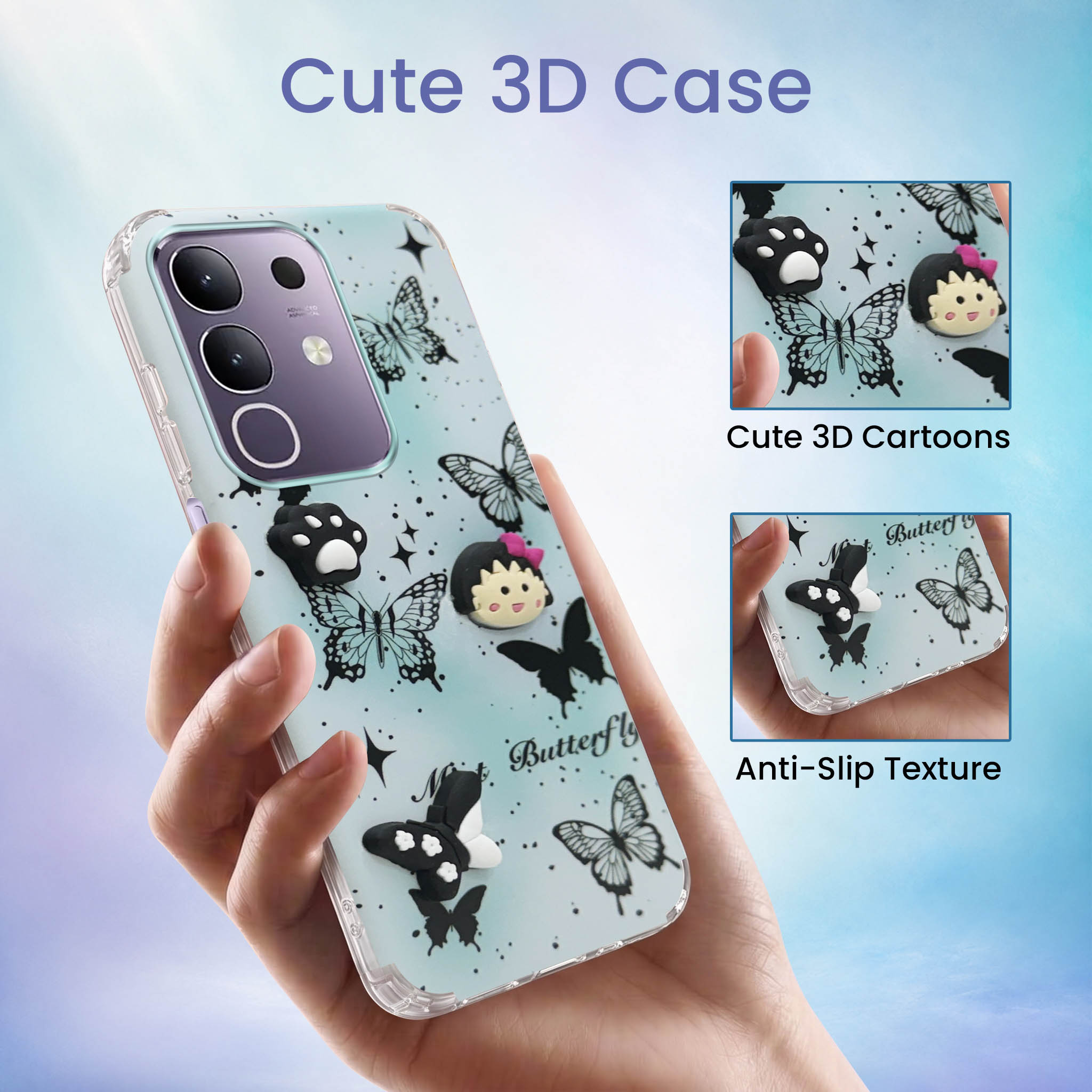 For Vivo T4x | Vivo Y31 Pro Back Cover Case (3D Cute Cartoons | Hard Back Side Soft | Matte Premium Finish | HD Printing)