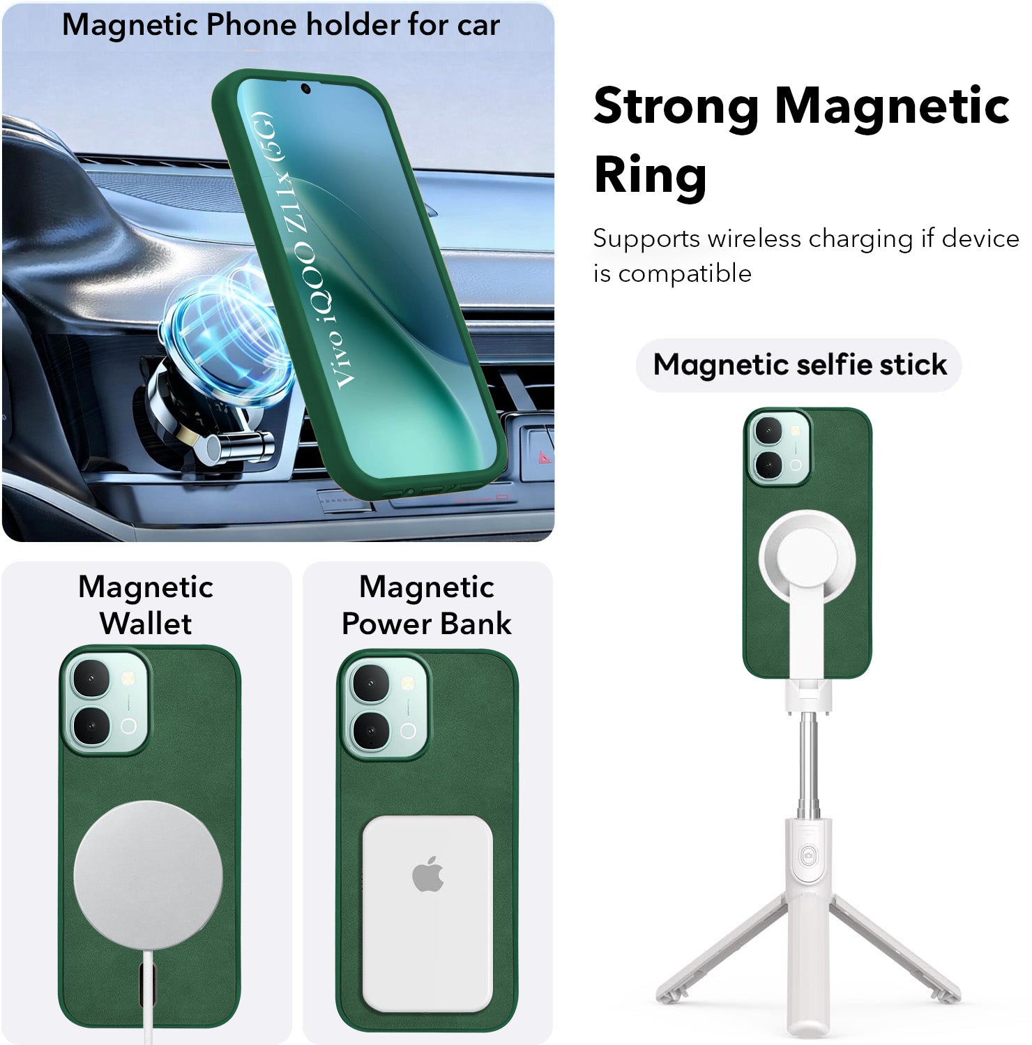 For Vivo iQOO Z11x 5G Back Cover Case Leather Finish (MagSafe Compatible Wireless Charging | Soft Touch | Camera Bump Protection)