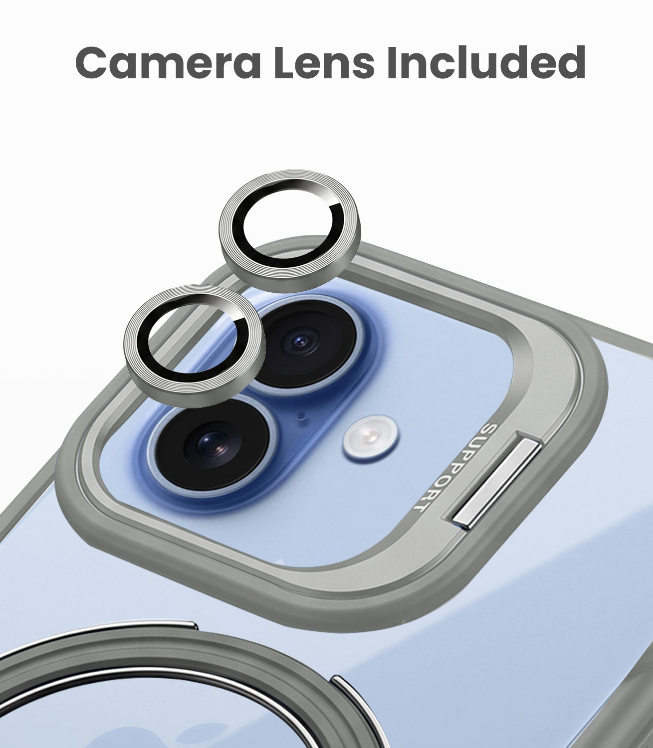 For Apple iPhone 17 Back Cover Case Crystal (Lifetime Anti Yellow | Magnetic Ring Stand | Camera Lens Protection | MagSafe Compatible)