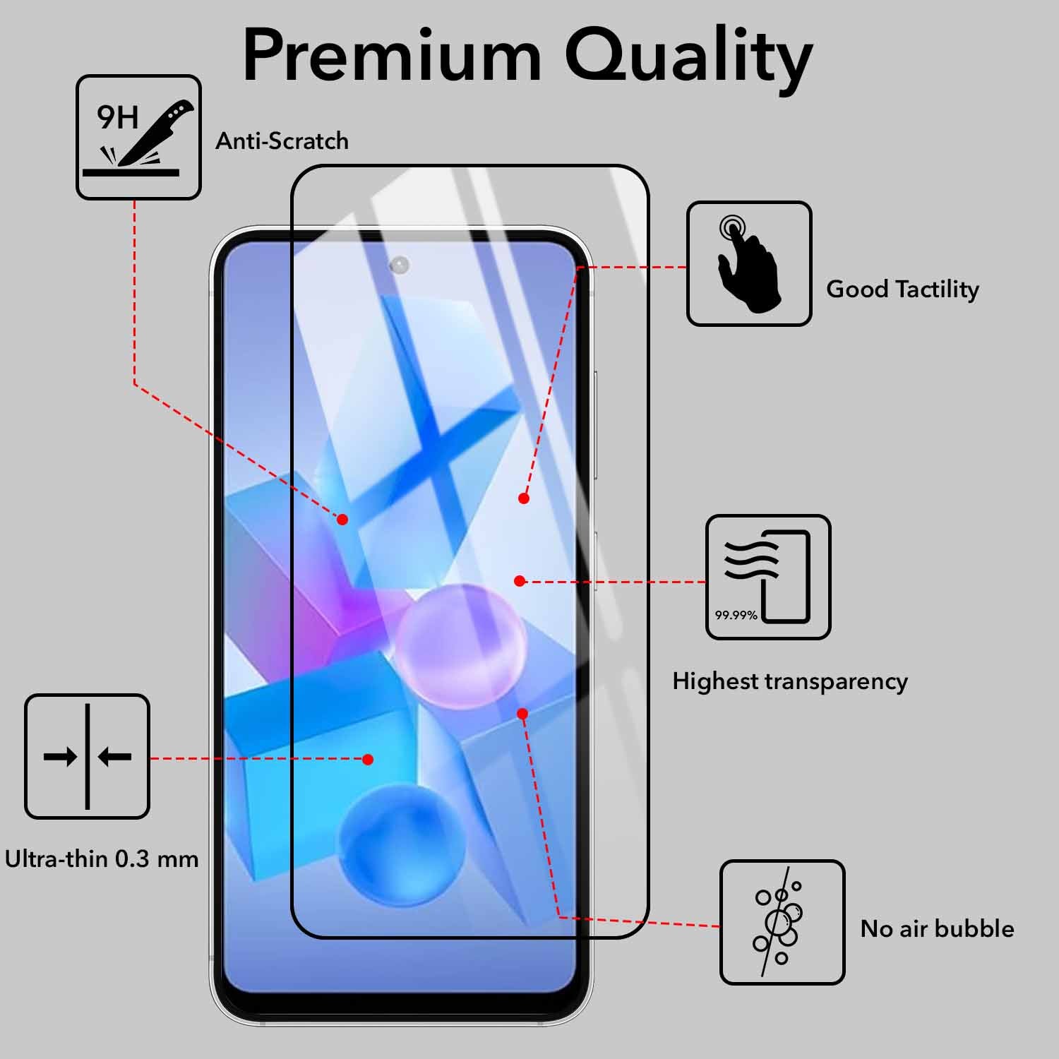 Tempered Glass For Infinix Hot 40i Military-Grade Gorilla Screen Protector With Installation Kit | Shatterproof, Full Coverage, HD Clear, Scratch Resistant (Pack of 1)