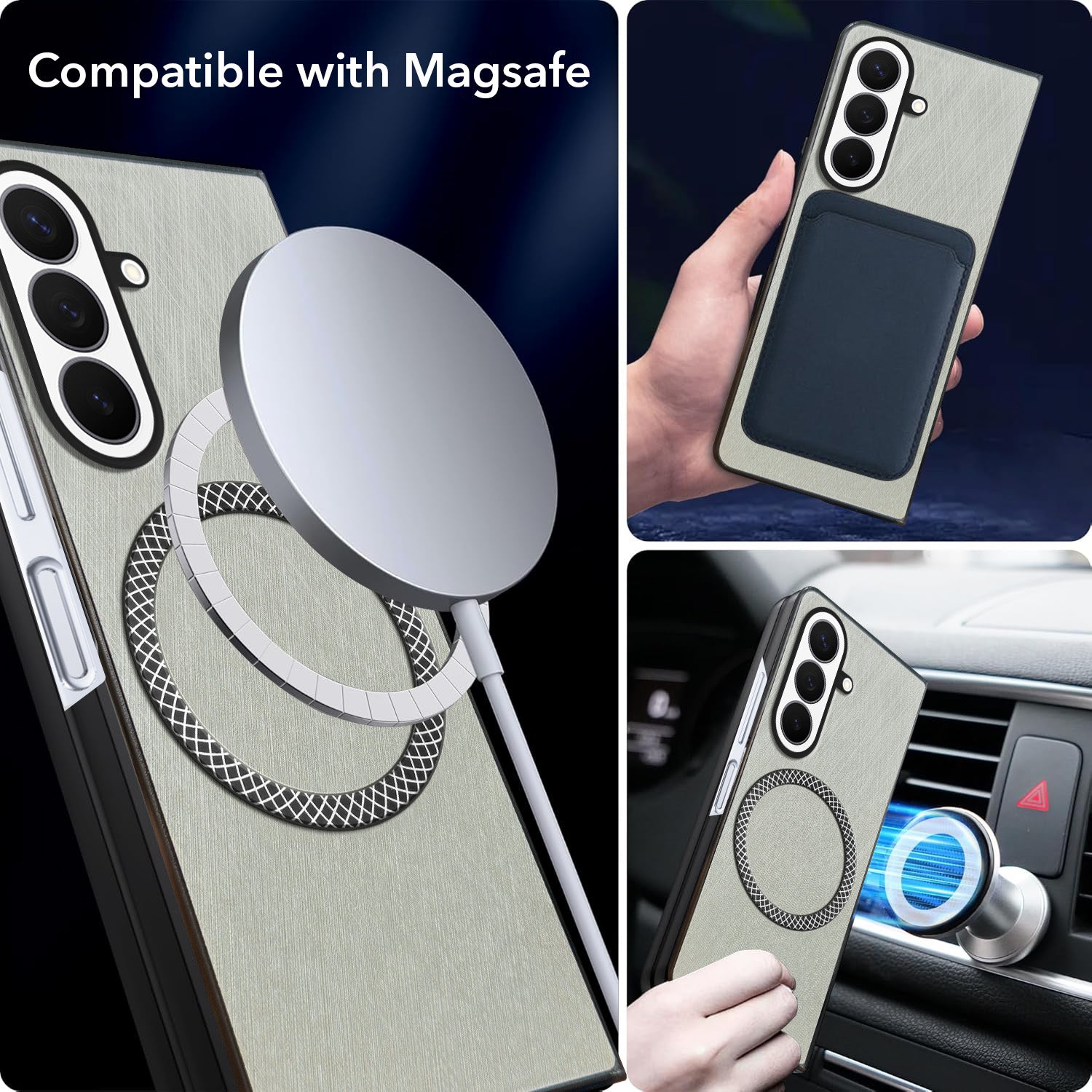 For Samsung Galaxy Z Fold 8 Ultra Back Cover Case Leather Finish (MagSafe Wireless Charging Compatible | Sleek and Professional)