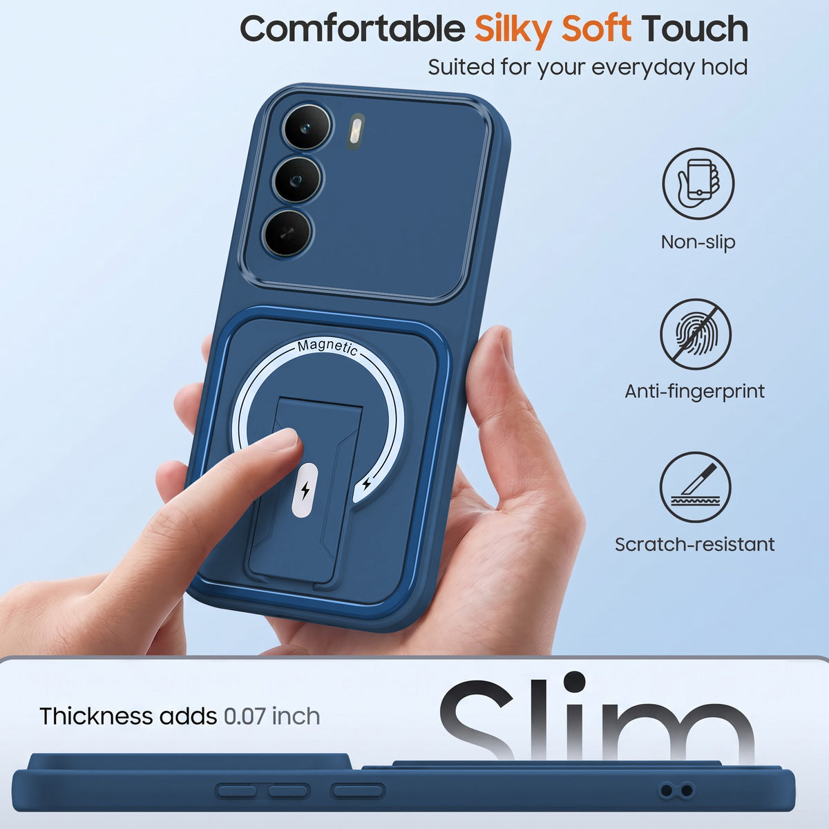 For Realme P3 Lite Back Case Cover Metallic (Hybrid Armor Kickstand | MagSafe Compatible | Camera Protection Shockproof)