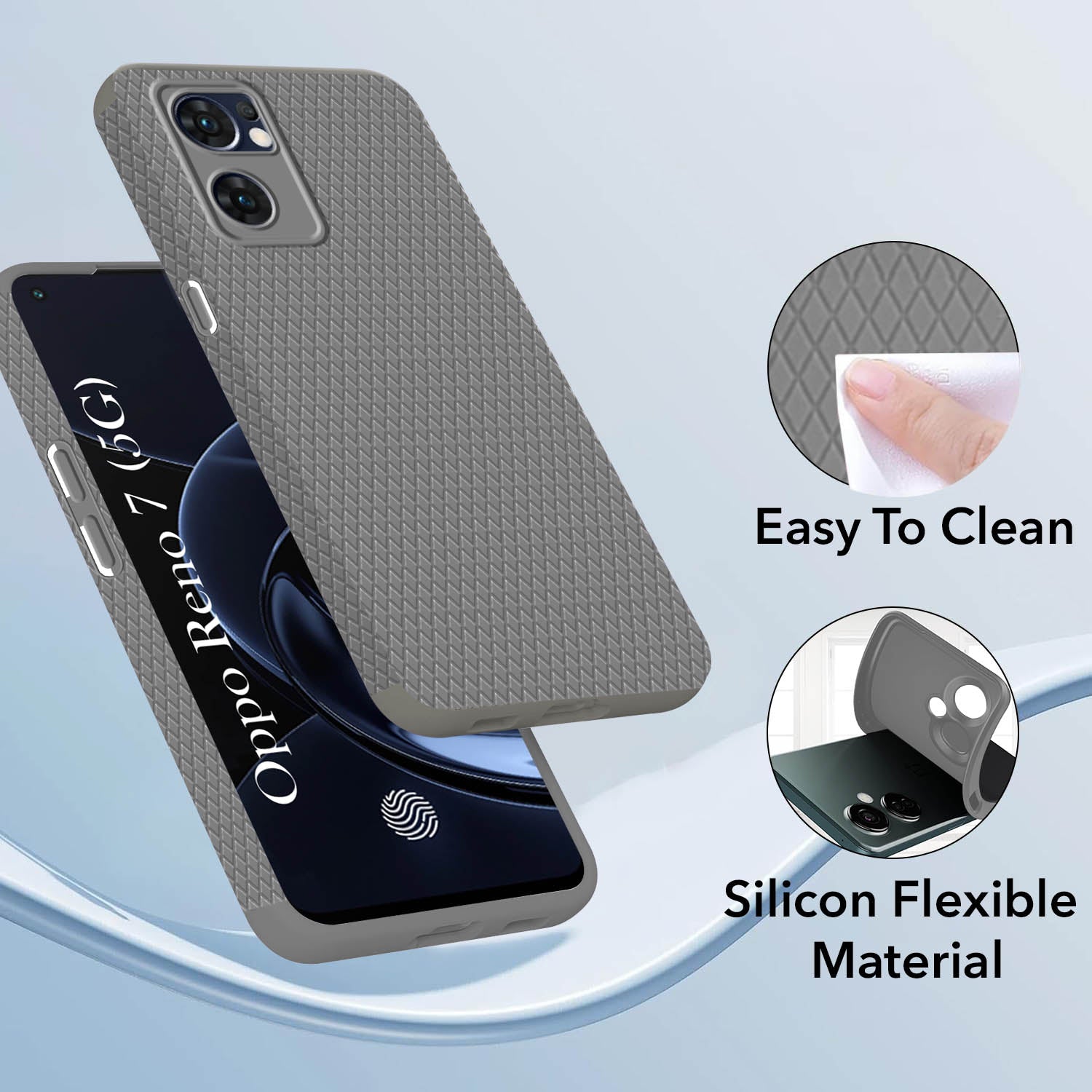 For Oppo Reno7 5G | Reno 7 5G Back Cover Case (Camera Protection | Side Grip Texture | Soft and Flexible)