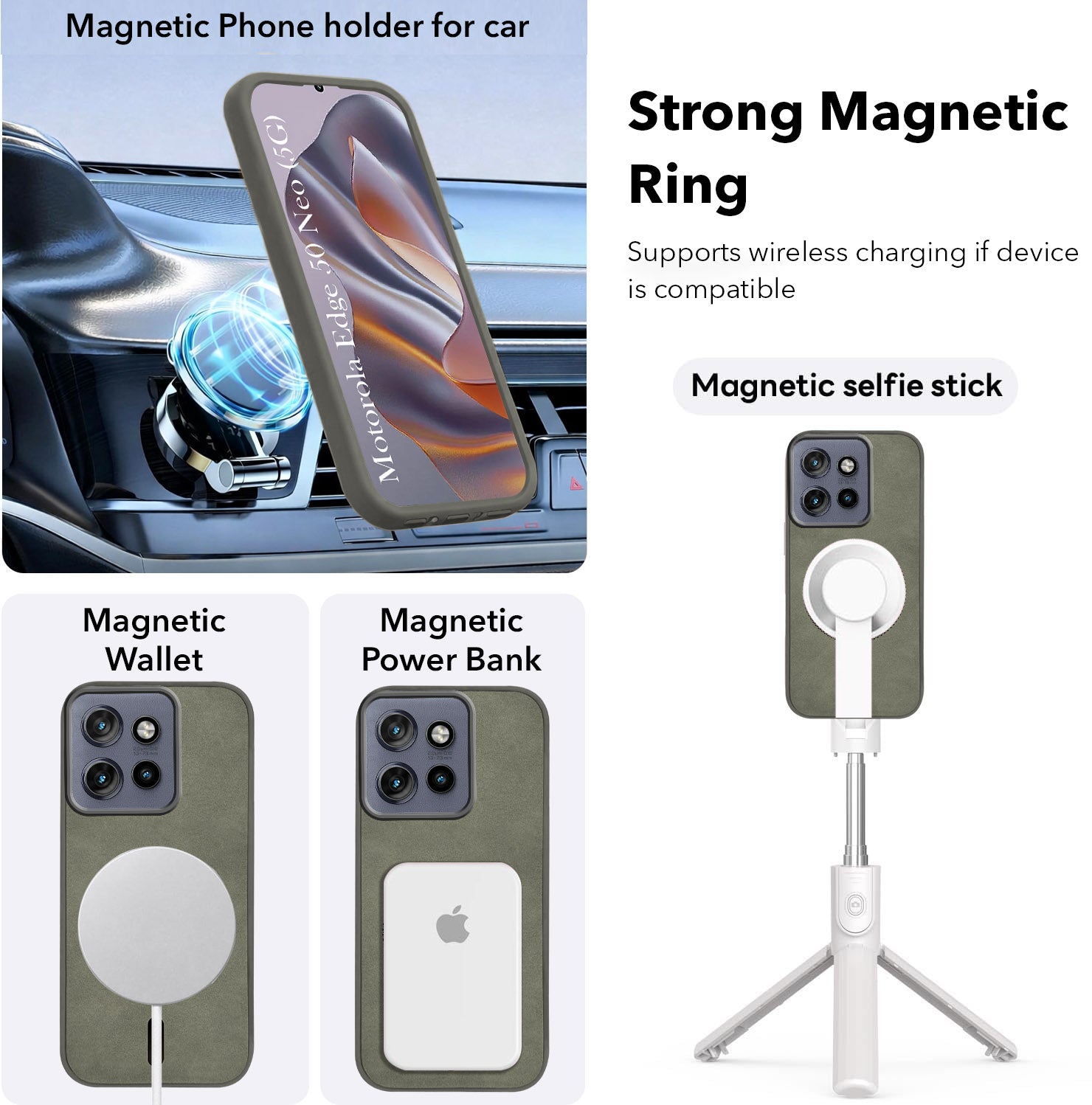 For Motorola Moto Edge 50 Neo Back Cover Case Leather Finish(MagSafe Compatible Wireless Charging | Soft Touch | Camera Bump Protection)