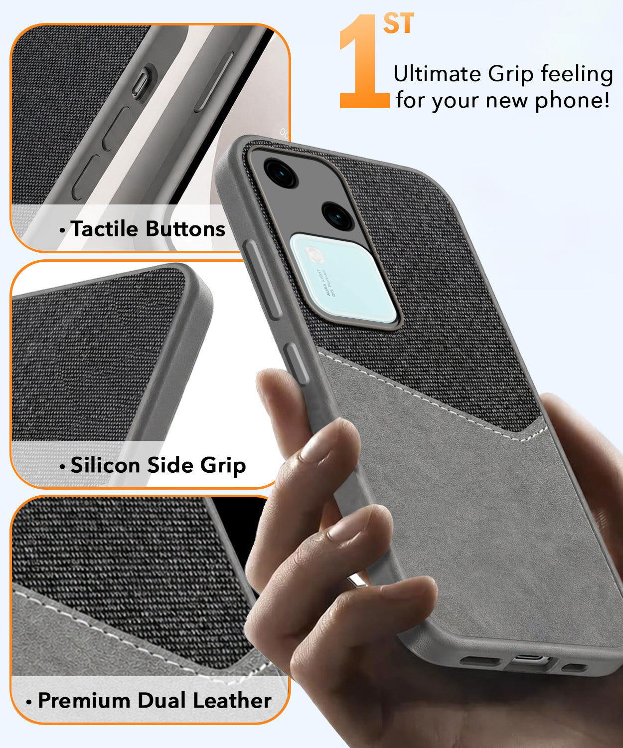 For Vivo V30 Back Cover Case (Dual PU Leather Stitch | Professional Minimalist | Soft and Flexible)