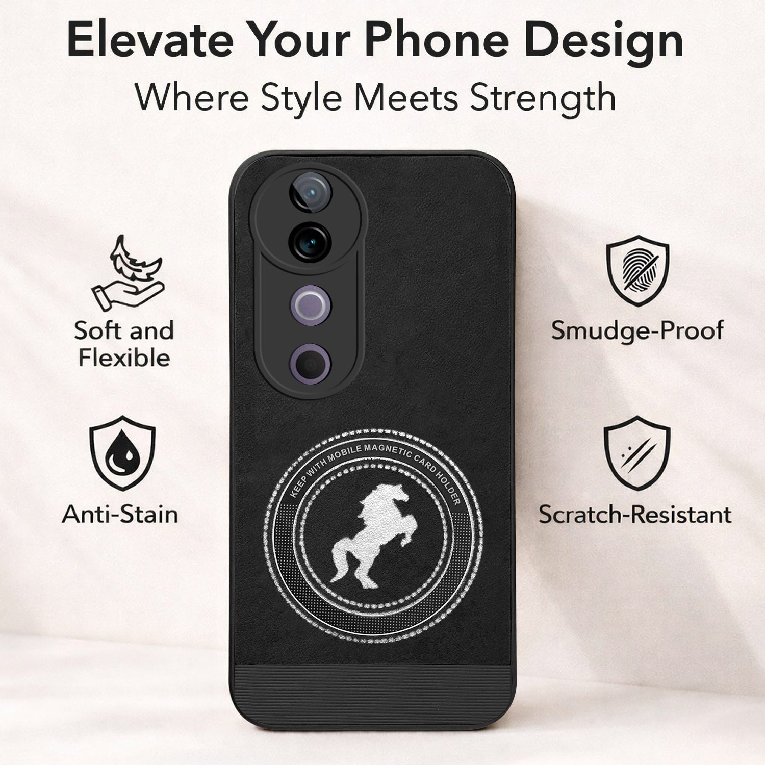 For Vivo V40 | Vivo V40 Pro 5G Back Cover Case PU Leather Finish (Professional Minimalist Texture | MagSafe Compatile | Camera Protection | Sleek Sober Formal)