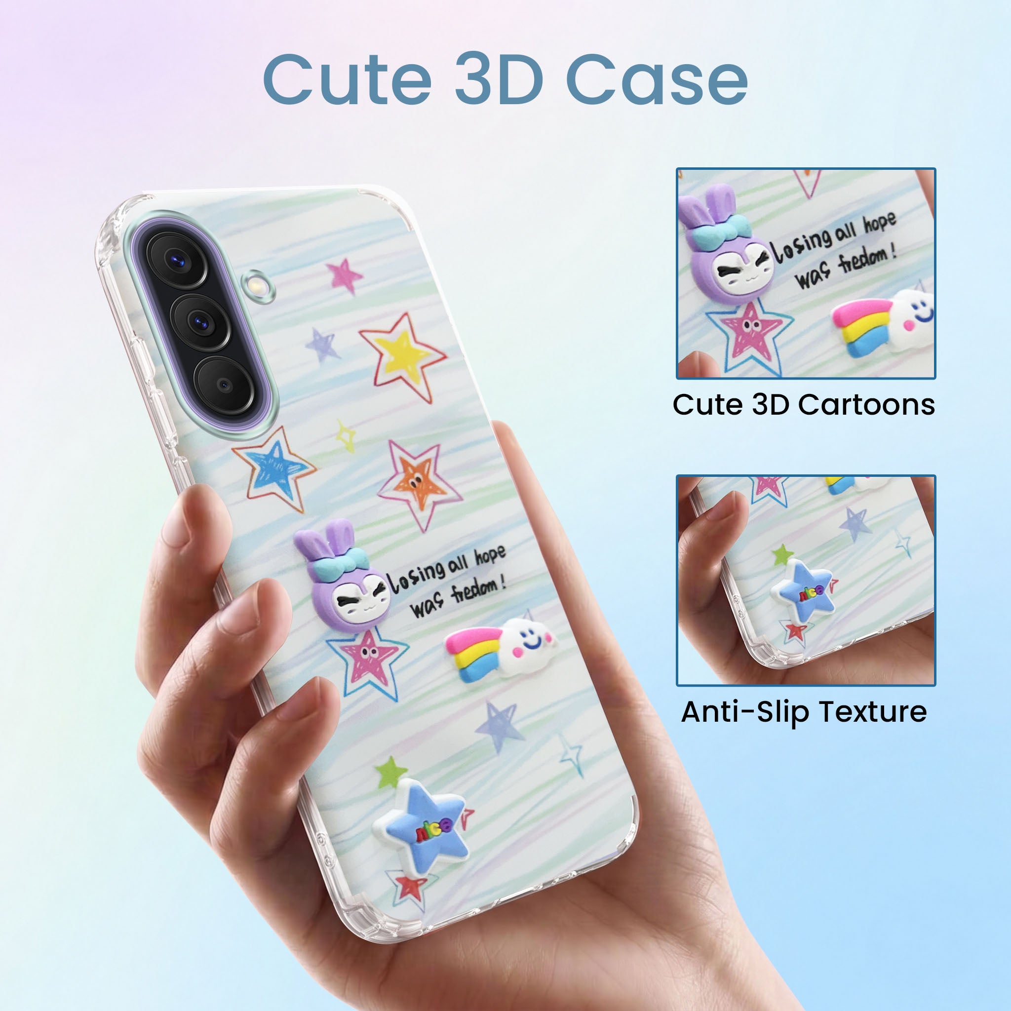 For Samsung Galaxy A57 5G Back Cover Case (3D Cute Cartoons | Hard Back Side Soft | Matte Premium Finish | HD Printing)