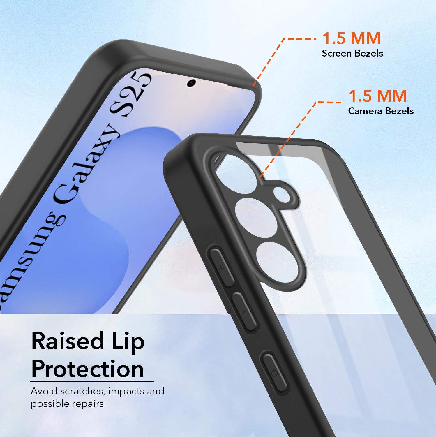 For Samsung Galaxy S25 Combo with Back Cover and 9H Tempered Glass (Lifetime Anti-Yellow | Crystal Clear Shockproof | Oleophobic Coating Screen Glass)