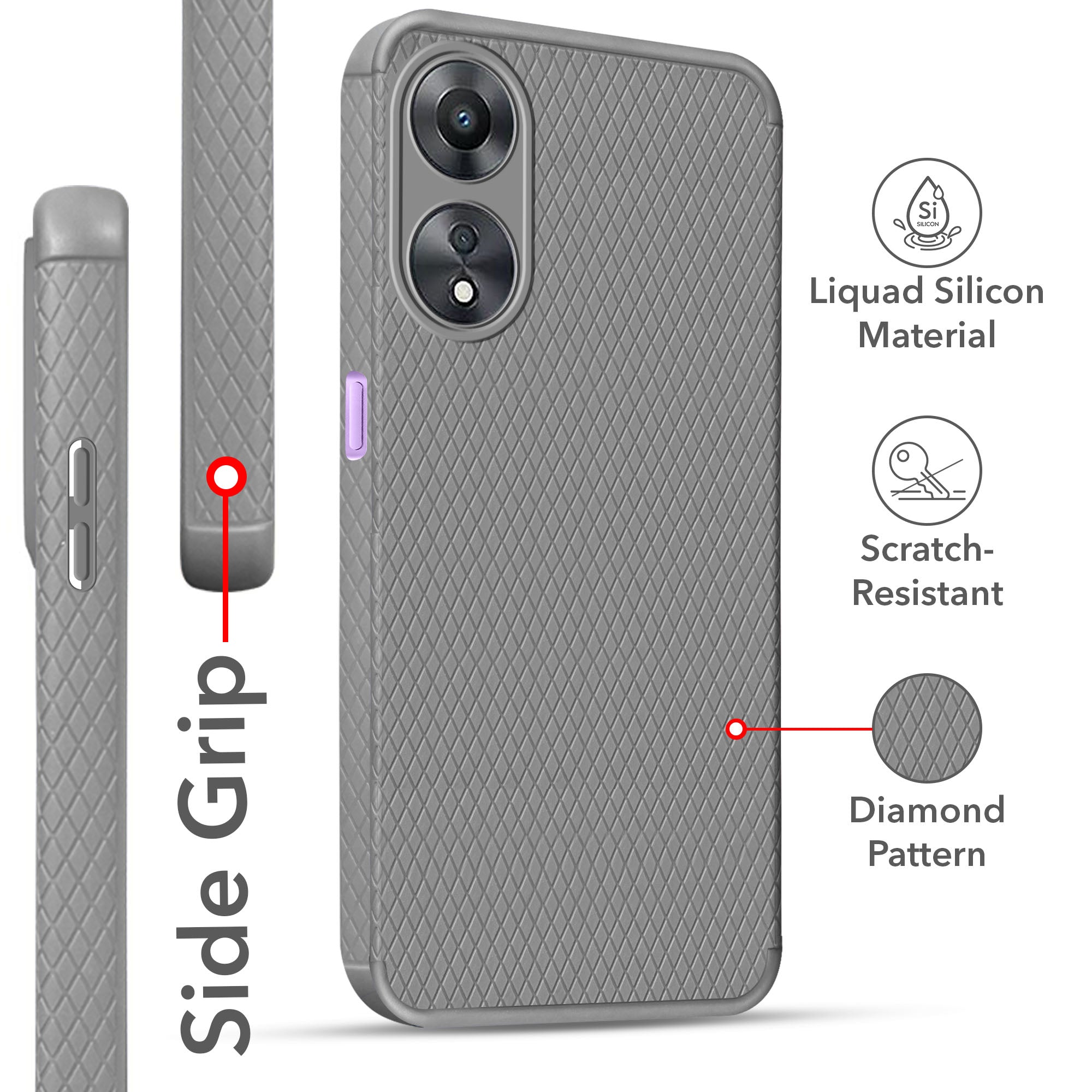 For Oppo A78 5G Back Cover Case (Liquid Silicone | Side Grip | Camera Protection)