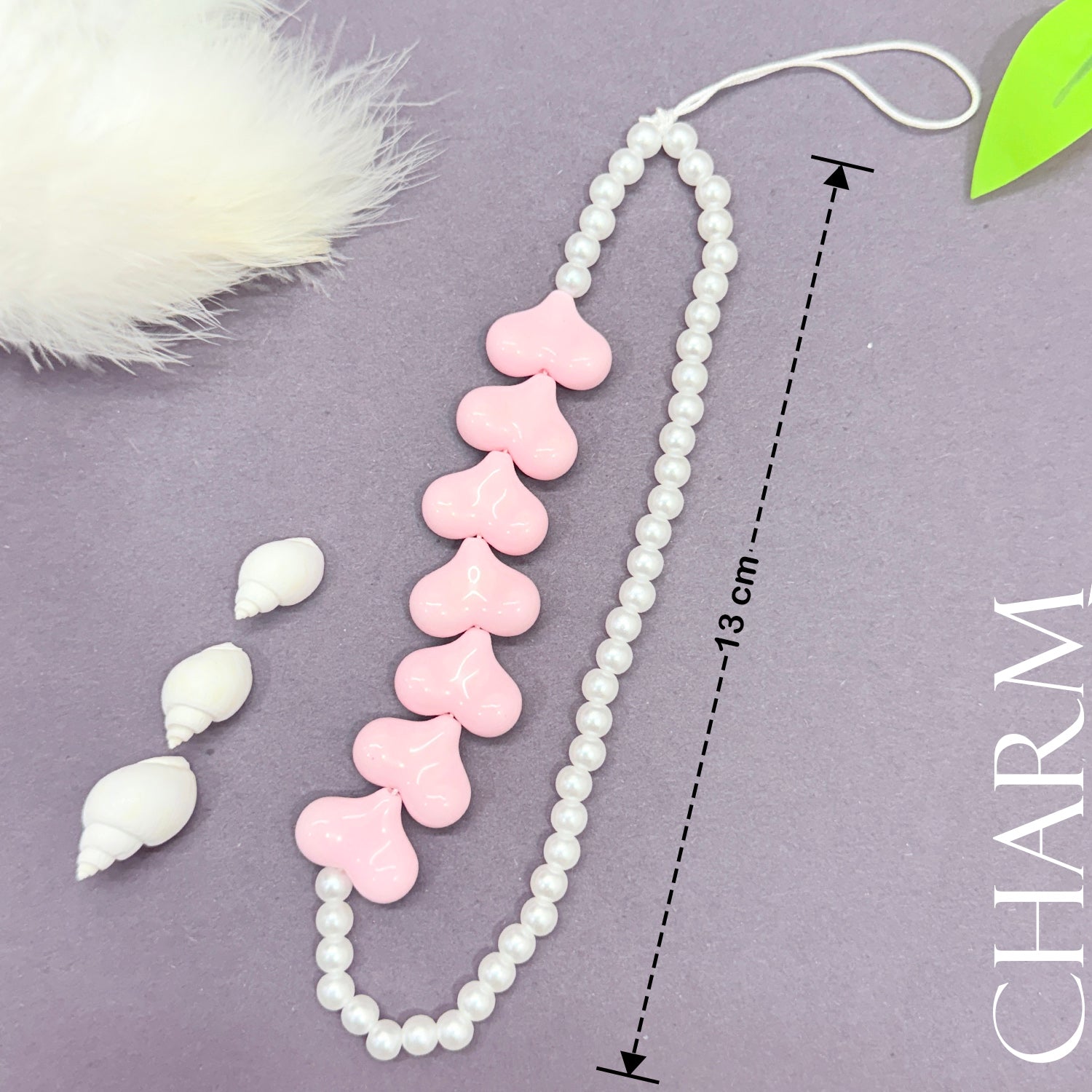 Heart Shape Charms With Small Pearl Beads