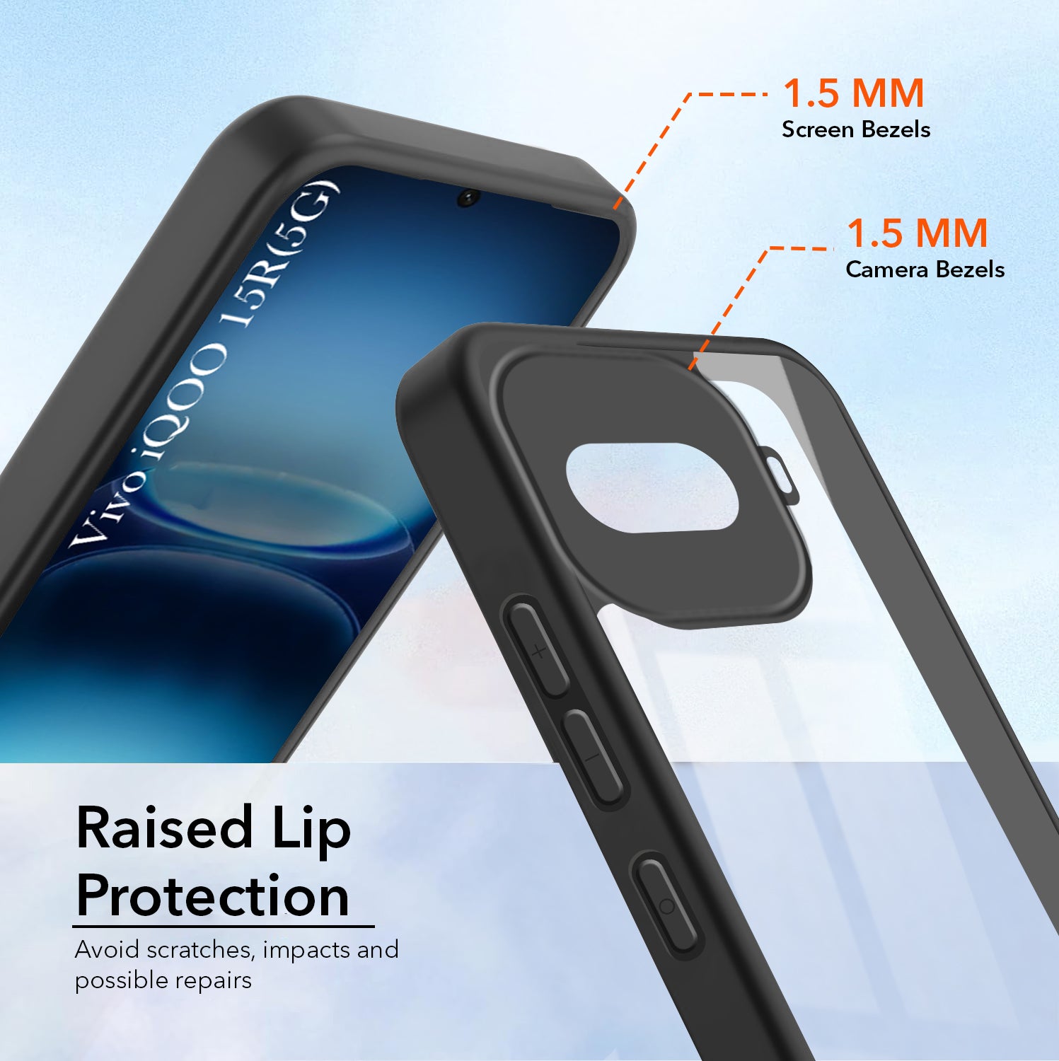 For Vivo iQOO 15R 5G Combo with Back Cover and 9H Tempered Glass (Lifetime Anti-Yellow | Crystal Clear Shockproof | Oleophobic Coating Screen Glass)