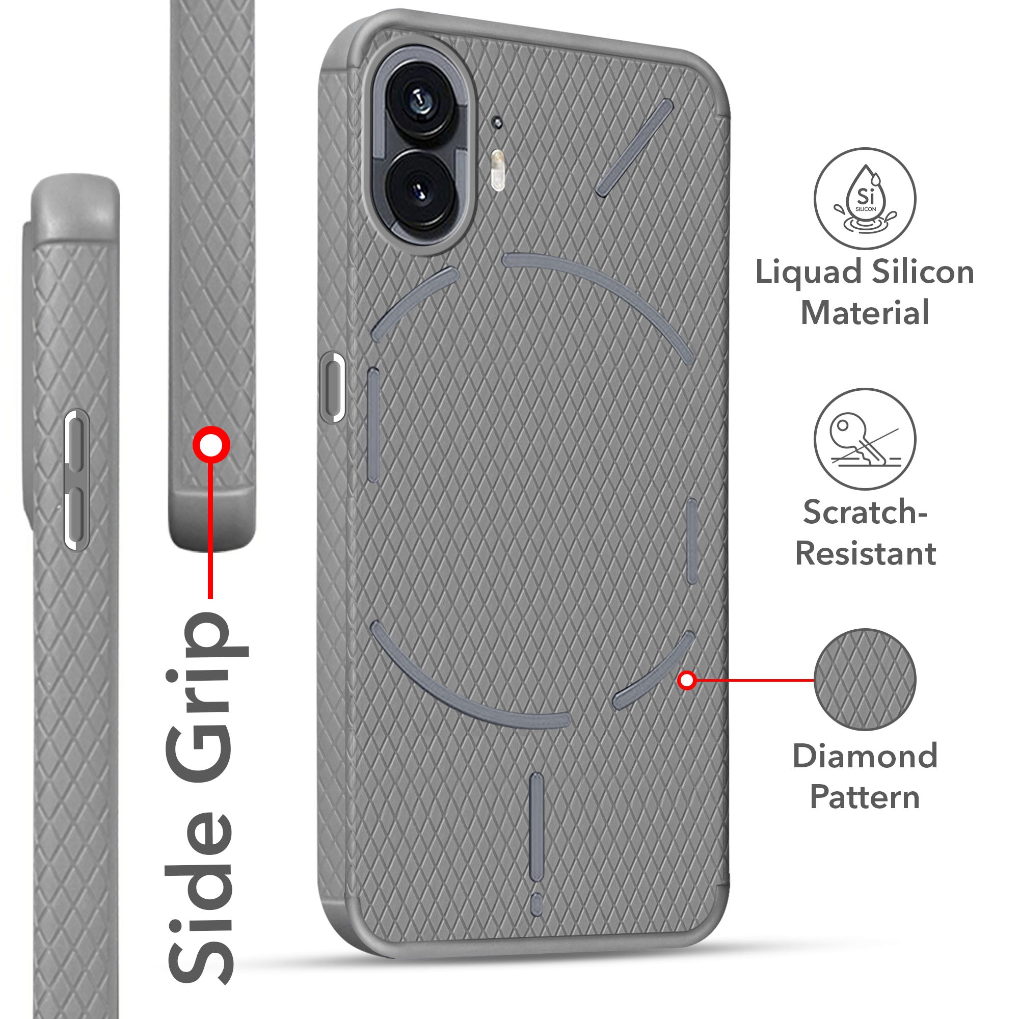 For Nothing Phone 2 Back Cover Case (Liquid Silicone | Side Grip | Camera Protection)