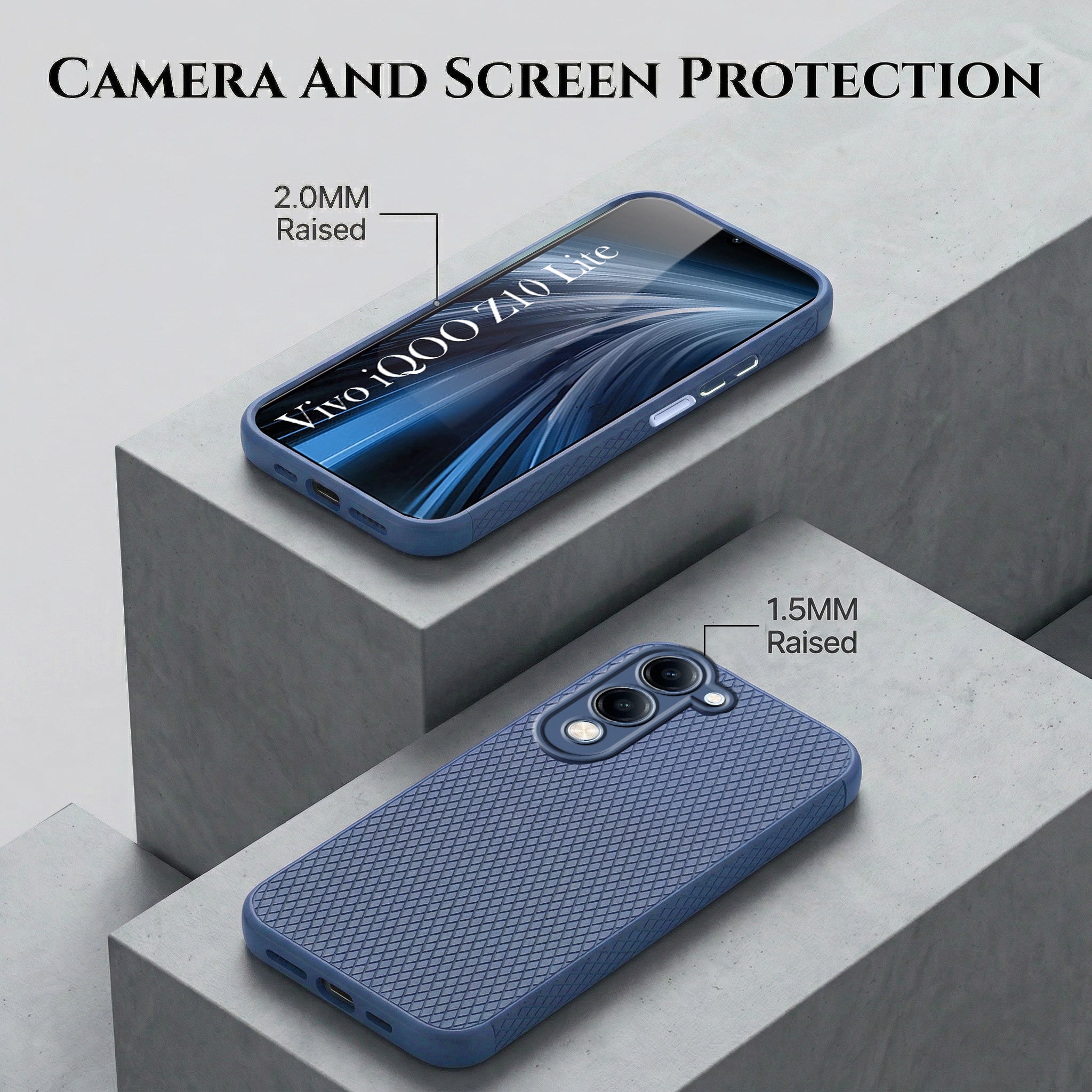 For Vivo iQOO Z10 Lite Combo with Back Cover and 9H Tempered Glass (Liquid Silicone | Camera Protection | Oleophobic Coating Screen Glass)