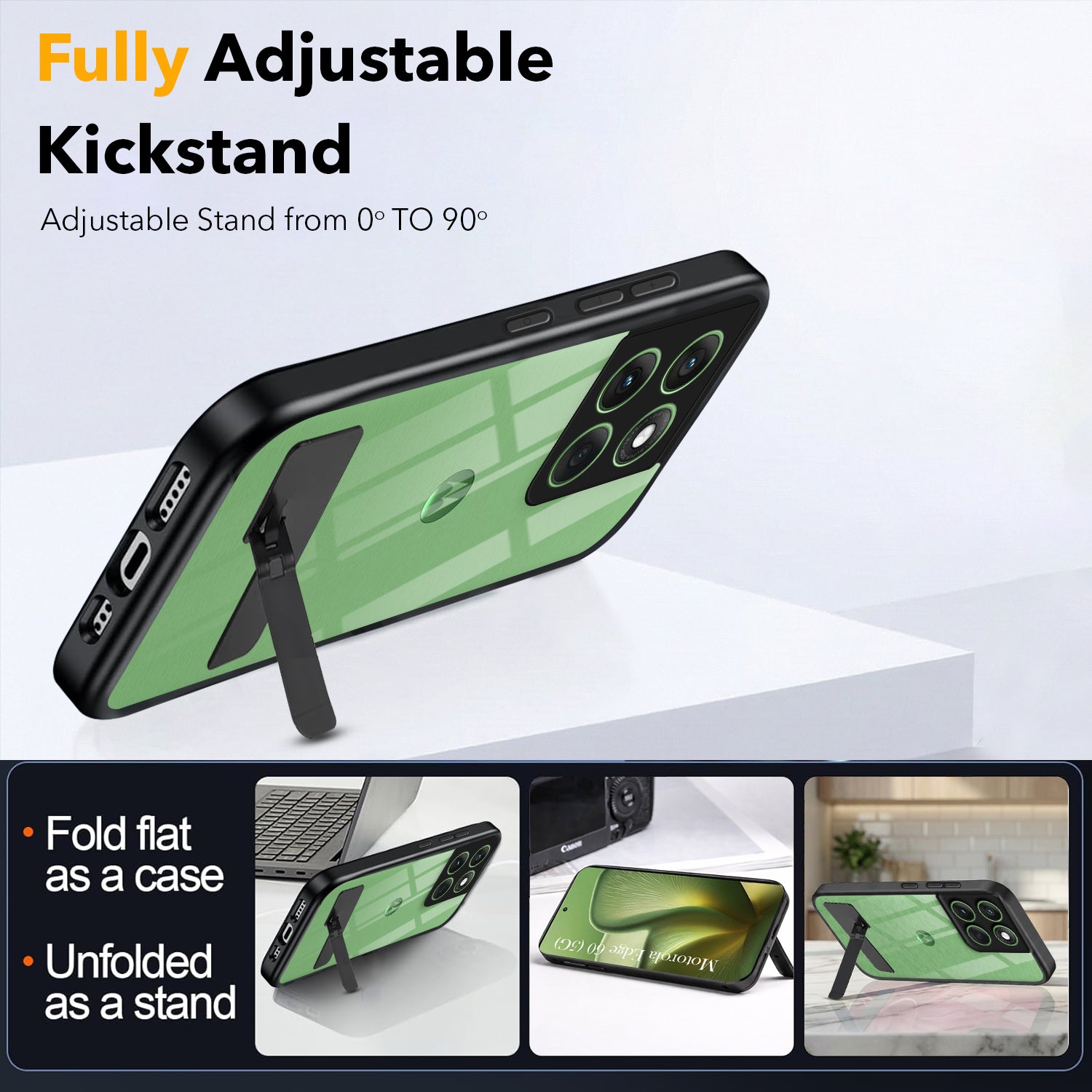 For Motorola Moto Edge 60 Back Cover Case (Built-in Stand | Lifetime Anti Yellow | Kickstand ShockprooF | Camera Protection | MagSafe Compatible)