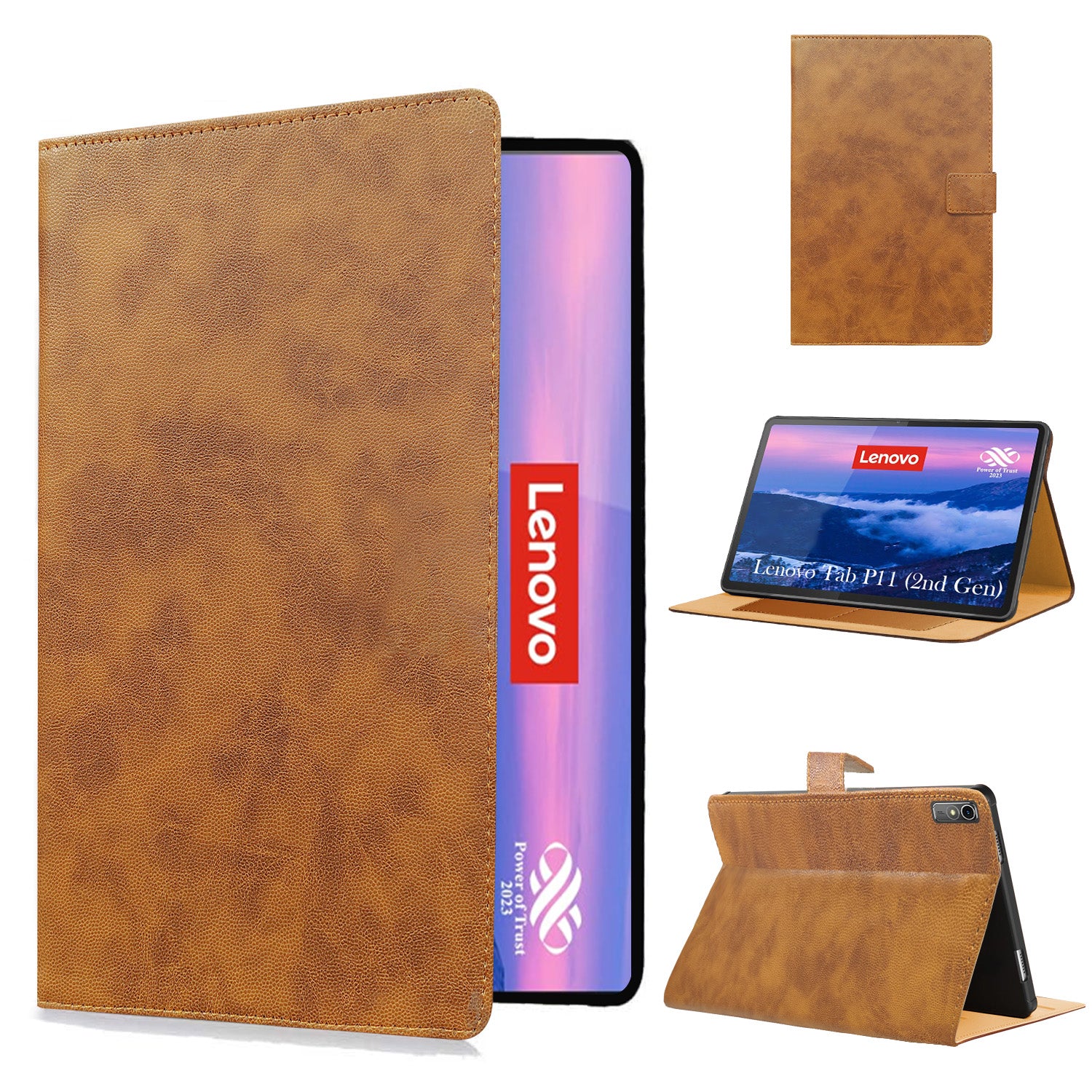 For Lenovo Tab P11 Gen 2 11.5 Inch (X350XU) Flip Cover Folio Cover (PU Leather | Multi-Angle Smart Stand | Card Storage Slots | Silicone Back Pouch)
