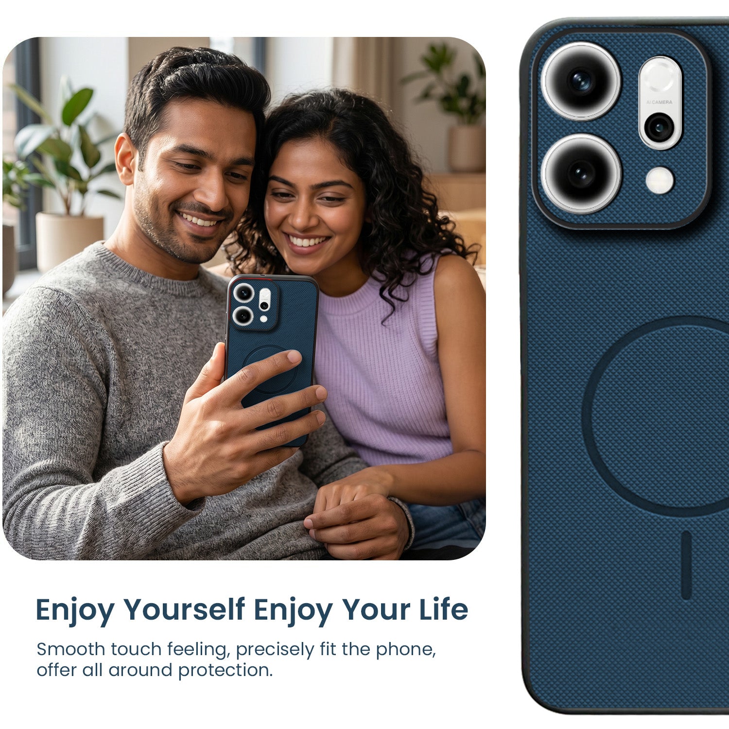 For Oppo Reno14 5G Back Cover Case PU Leather (Texture Grip Design | Professional Minimalist | Camera Protection | Soft and Flexible)