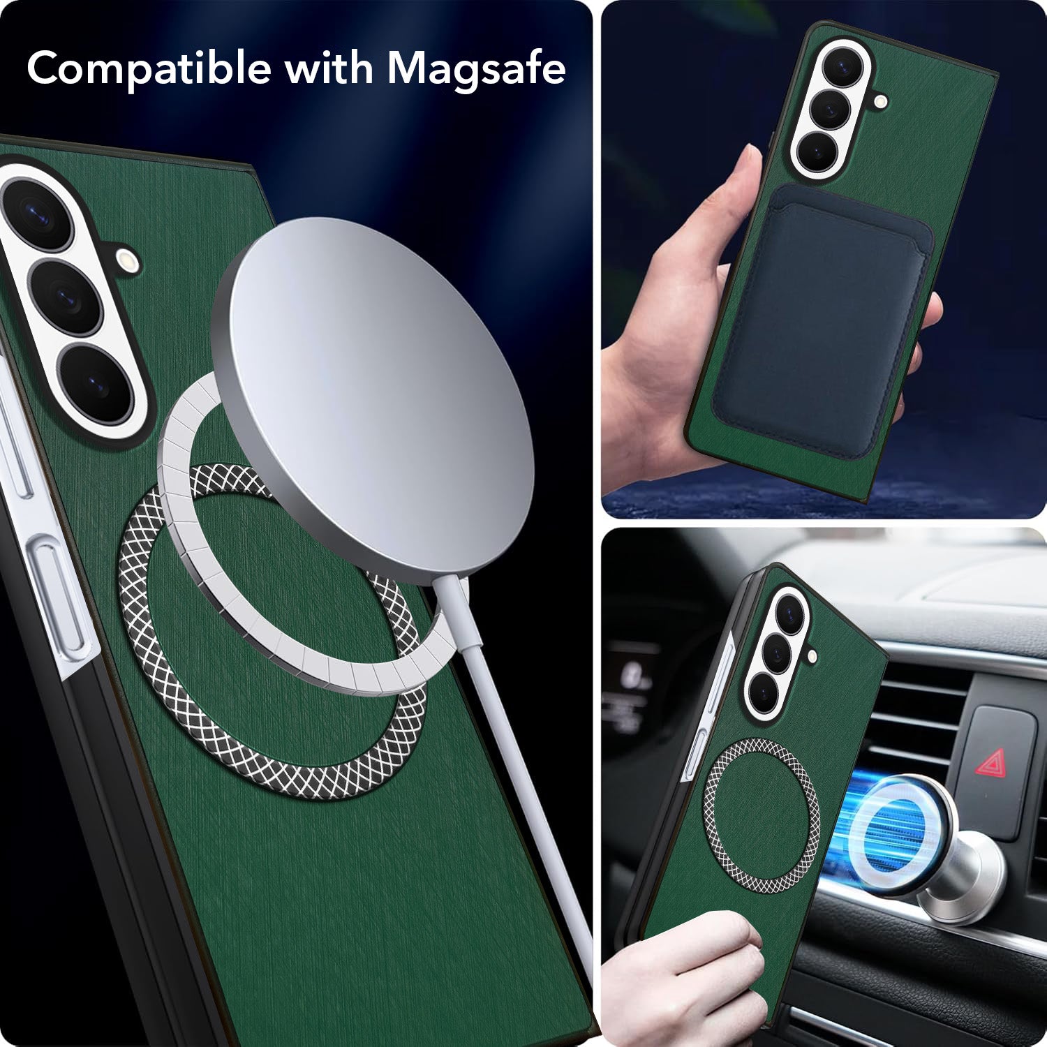 For Samsung Galaxy Z Fold 8 Ultra Back Cover Case Leather Finish (MagSafe Wireless Charging Compatible | Sleek and Professional)