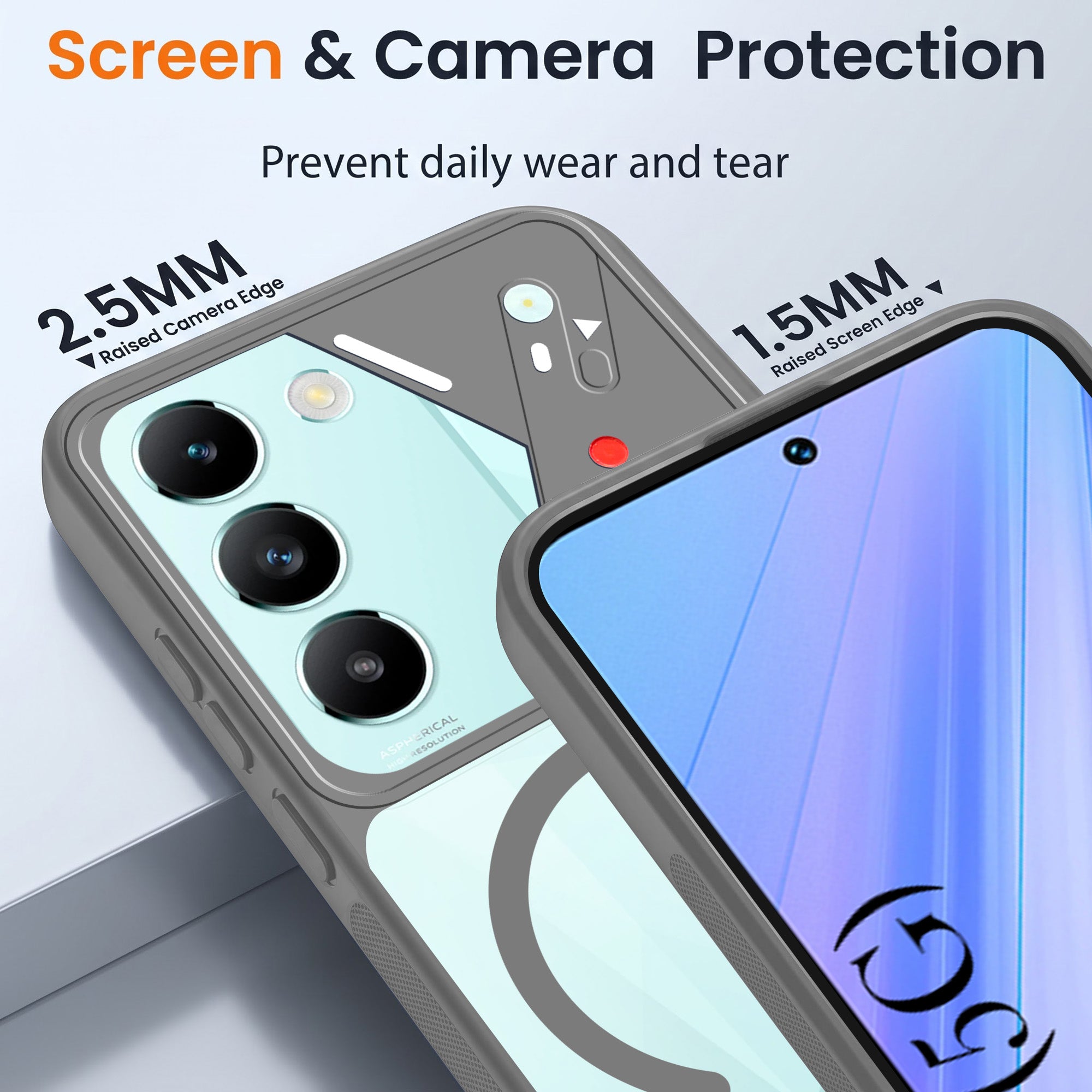For Vivo T3 5G Back Cover Case Lifetime Anti-Yellow Clear (Camera Protection | Side Grip | Wireless MagSafe Compatible)