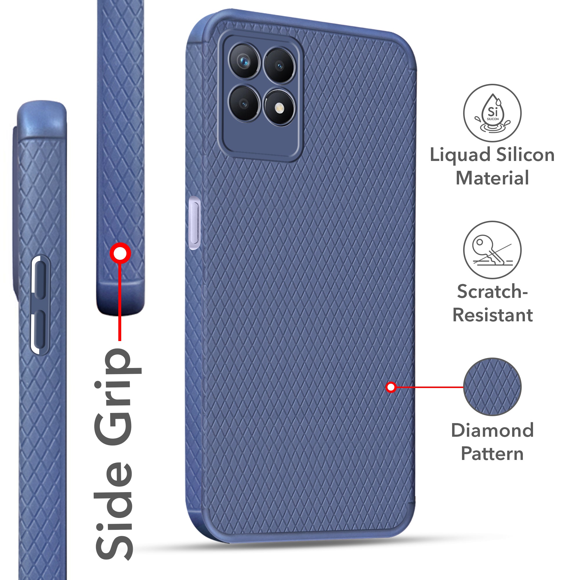 For Realme 8 5G Back Cover Case (Liquid Silicone | Side Grip | Camera Protection)