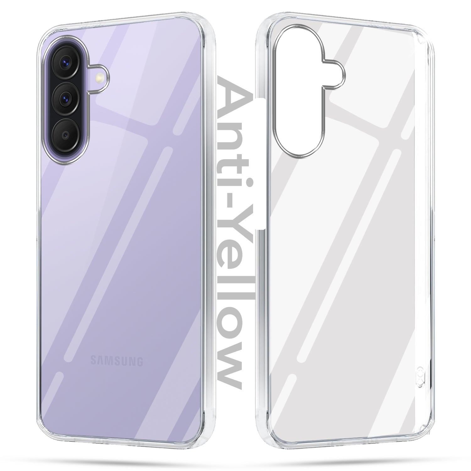 For Samsung Galaxy A57 5G Combo with Back Cover and 9H Tempered Glass (Lifetime Anti-Yellow | Sleek Hard Crystal | Oleophobic Coating Screen Glass)