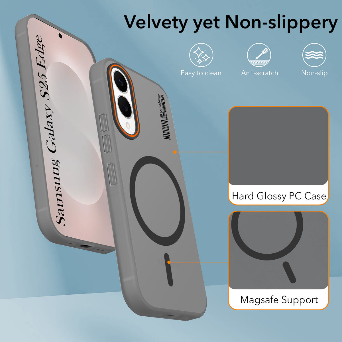 For Samsung Galaxy S25 Edge Back Cover Case (Soft Touch | Camera Bump Protection | MagSafe Compatible | Matte Finish)