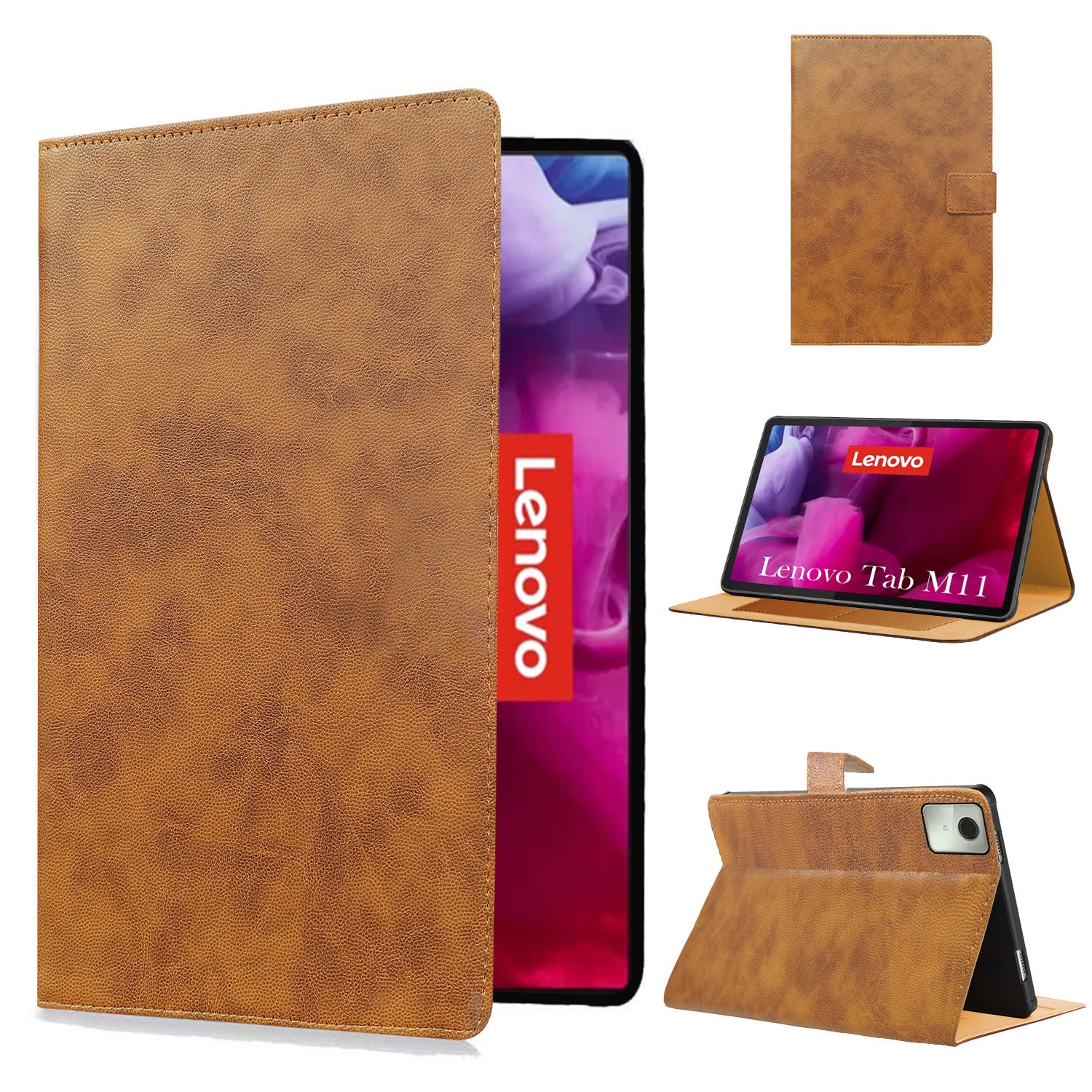 For Lenovo Tab M11 11 Inch TB330FU/TB330KU Flip Cover Folio Cover (PU Leather | Multi-Angle Smart Stand | Card Storage Slots | Silicone Back Pouch)
