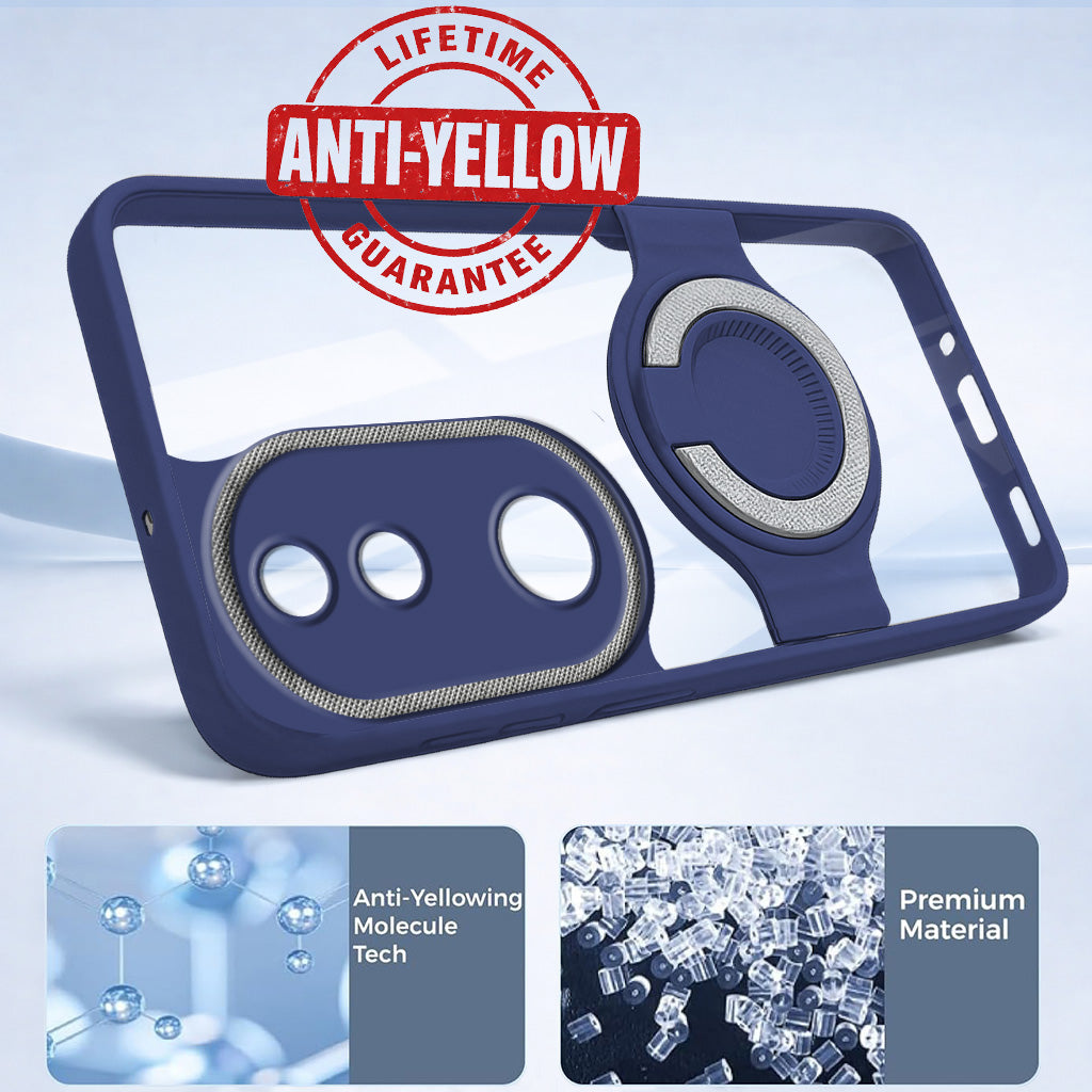 For Vivo iQOO Z10R Back Cover Case with stand (Built-in Ring Holder Kickstand | Lifetime Anti Yellow | Camera Protection)