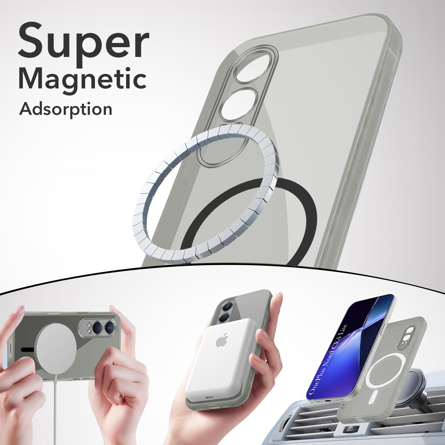 For OnePlus Nord CE 4 Lite Back Cover Case Lifetime Anti-Yellow MagSafe Compatible Clear (Sleek Hard Crystal | Shockproof and Camera Protection)