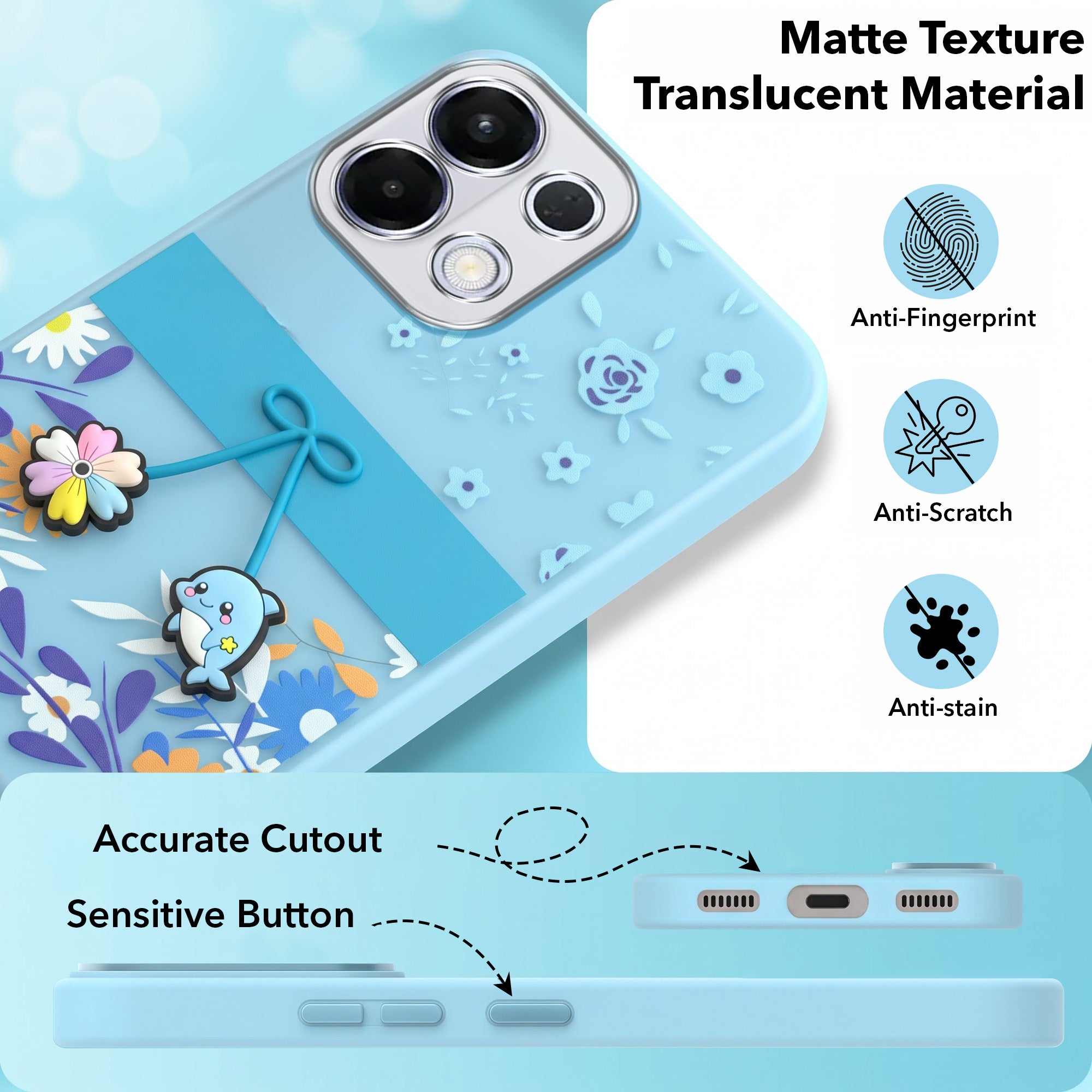 For Oppo K13 Back Cover Case (3D Cute Cartoons | Hard Back Side Soft | Matte Premium Finish | HD Printing)