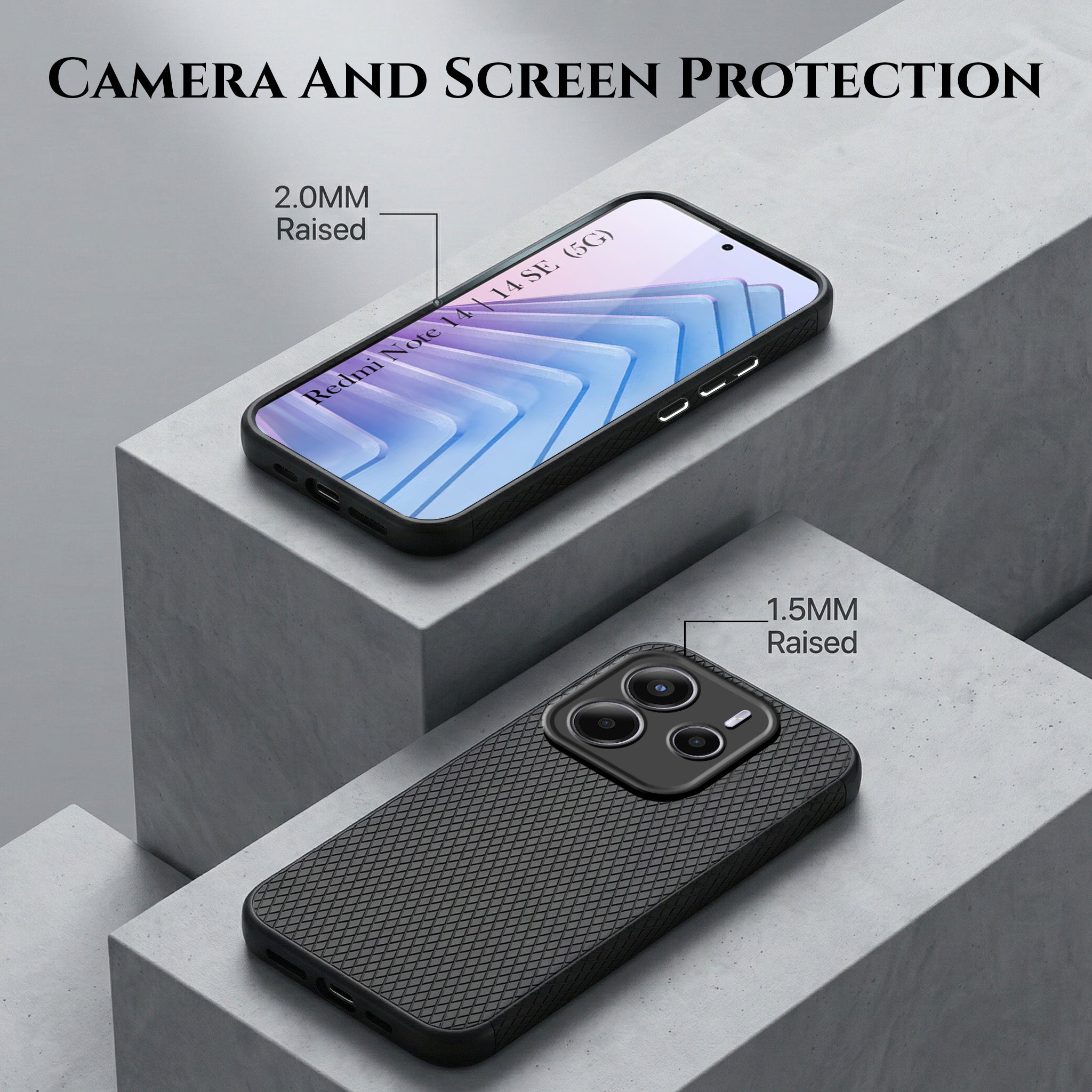 For Redmi Note 14 5G | Redmi Note 14 SE Combo with Back Cover and 9H Tempered Glass (Liquid Silicone | Camera Protection | Oleophobic Coating Screen Glass)
