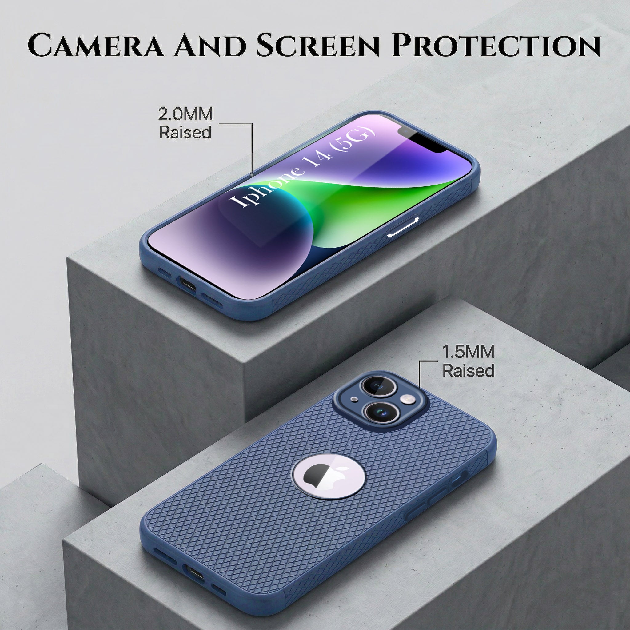 For Apple iPhone 14 Combo with Back Cover and 9H Tempered Glass (Liquid Silicone | Camera Protection | Oleophobic Coating Screen Glass)