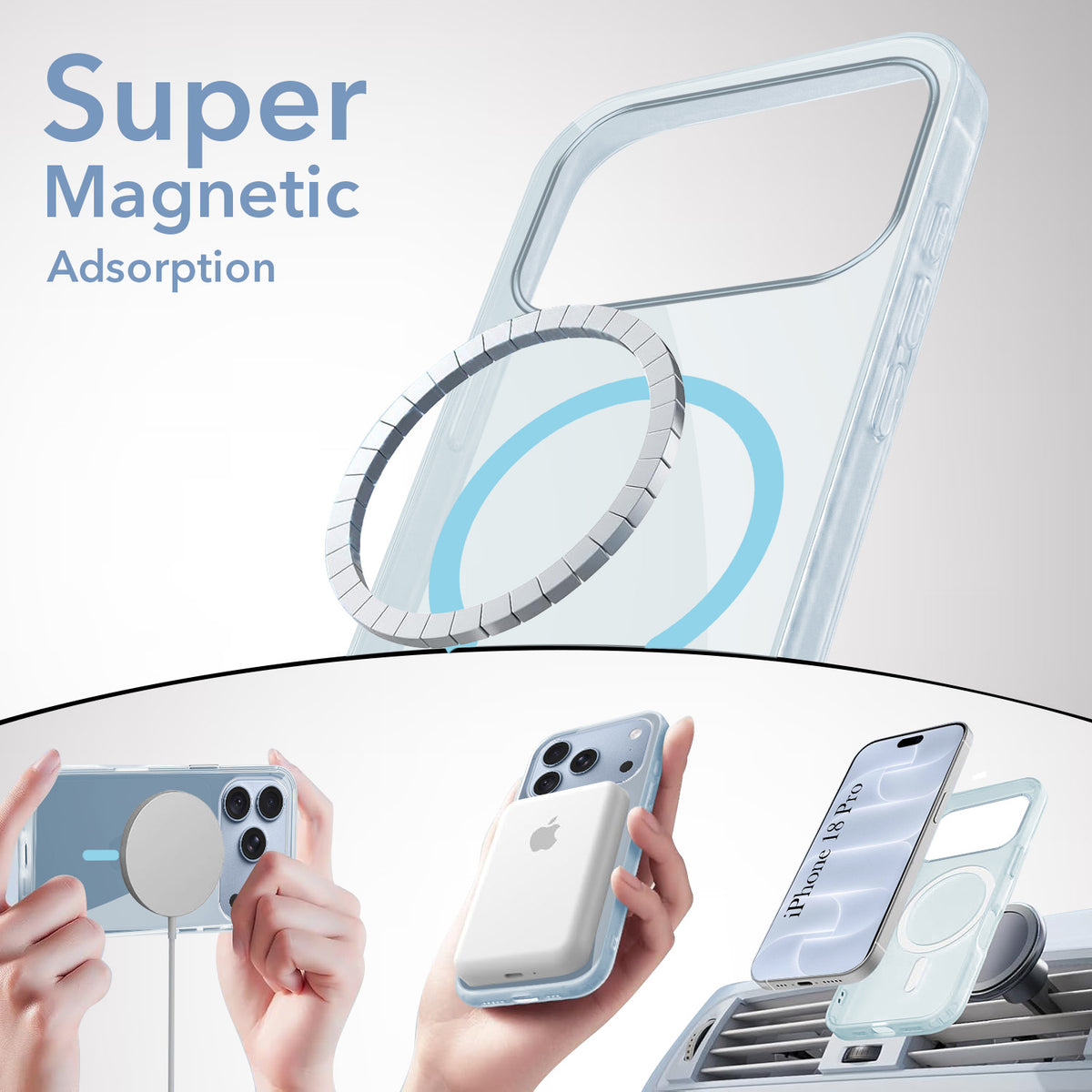 For Apple iPhone 18 Pro Back Cover Case Lifetime Anti-Yellow MagSafe Compatible Clear (Sleek Hard Crystal | Shockproof and Camera Protection)