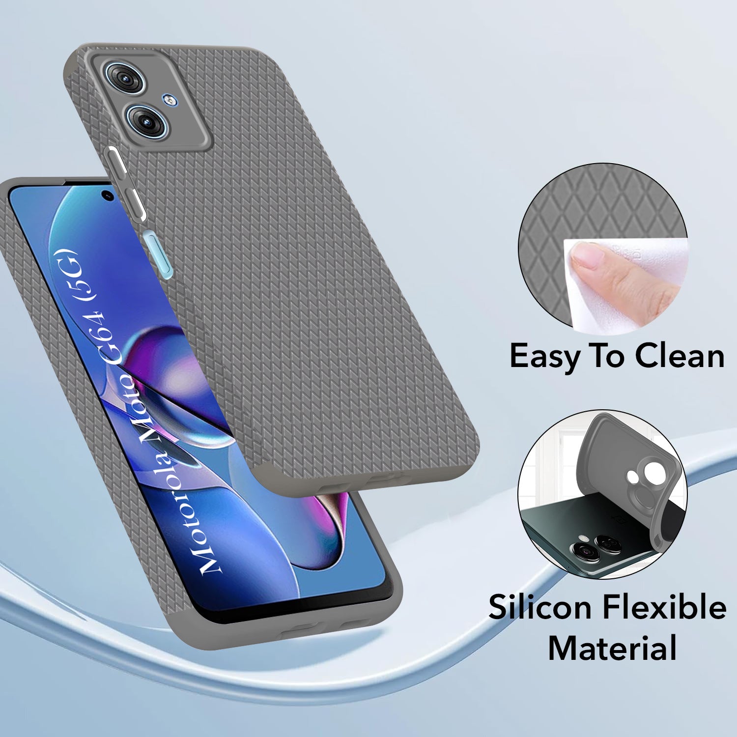 For Motorola Moto G64 5G Back Cover Case (Liquid Silicone | Side Grip | Camera Protection)
