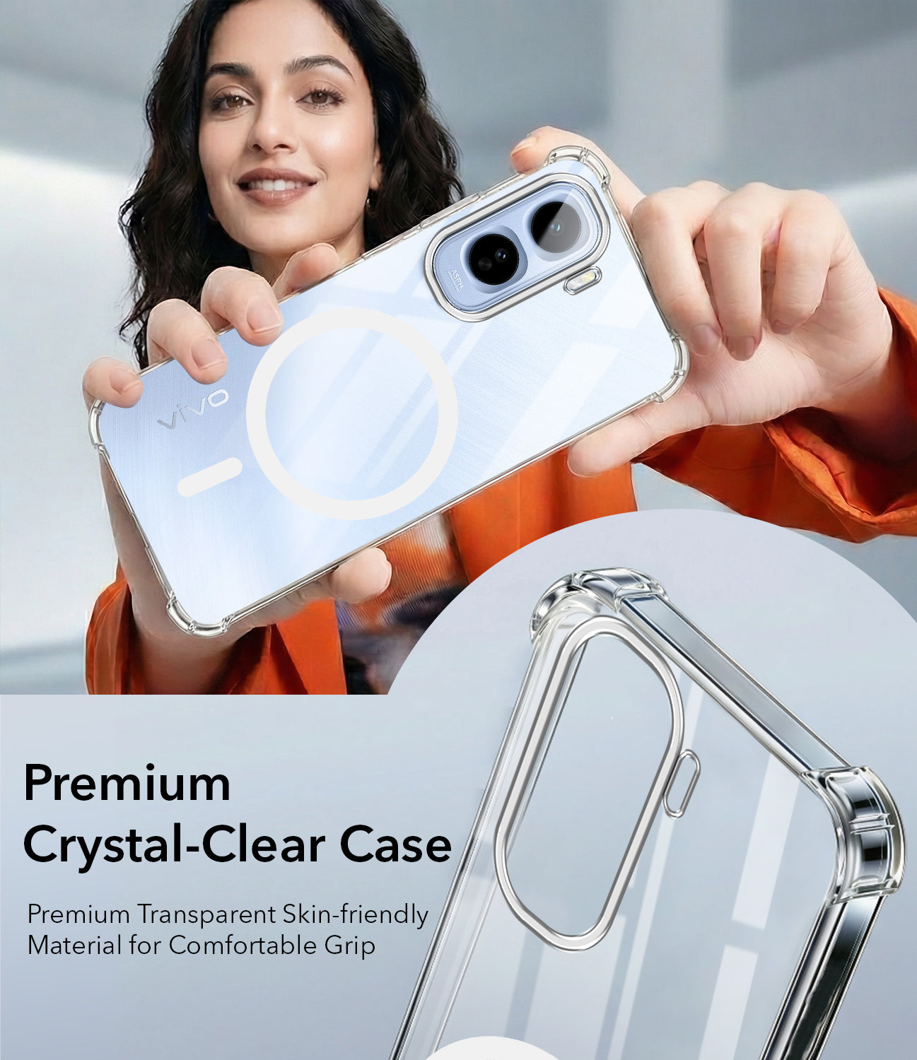 For Vivo T5 Pro 5G Back Cover Shockproof Crystal-Clear (Magsafe Wireless Support | Drop & Camera Protection | Hard Polycarbonate)
