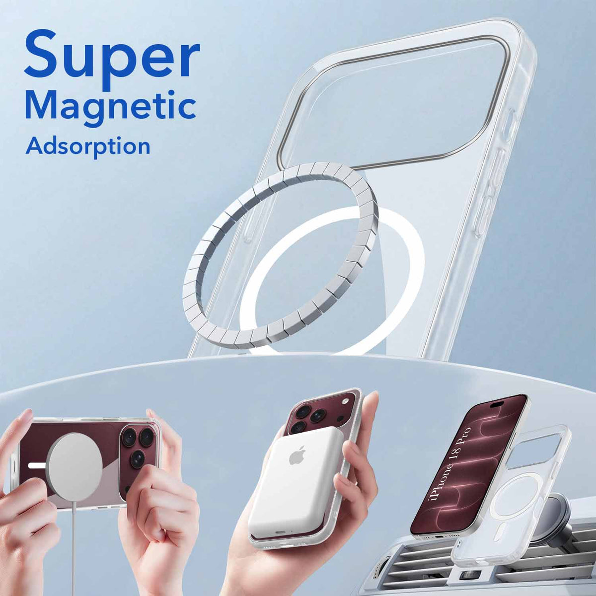 For Apple iPhone 18 Pro Back Cover Case Lifetime Anti-Yellow MagSafe Compatible Clear (Sleek Hard Crystal | Shockproof and Camera Protection)