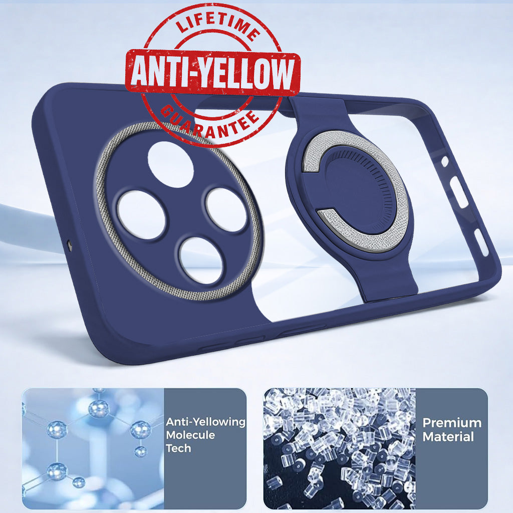 For Oppo F31 Pro Back Cover Case with stand (Built-in Ring Holder Kickstand | Lifetime Anti Yellow | Camera Protection)