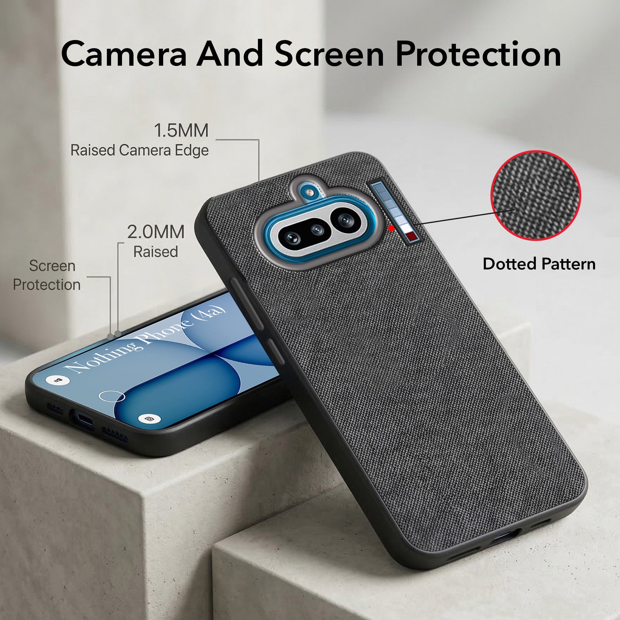 For Nothing Phone 4A 5G Combo with Back Cover and 9H Tempered Glass (Textured Grip Design | Micro-Fiber Cloth Inside | Oleophobic Coating Screen Glass)