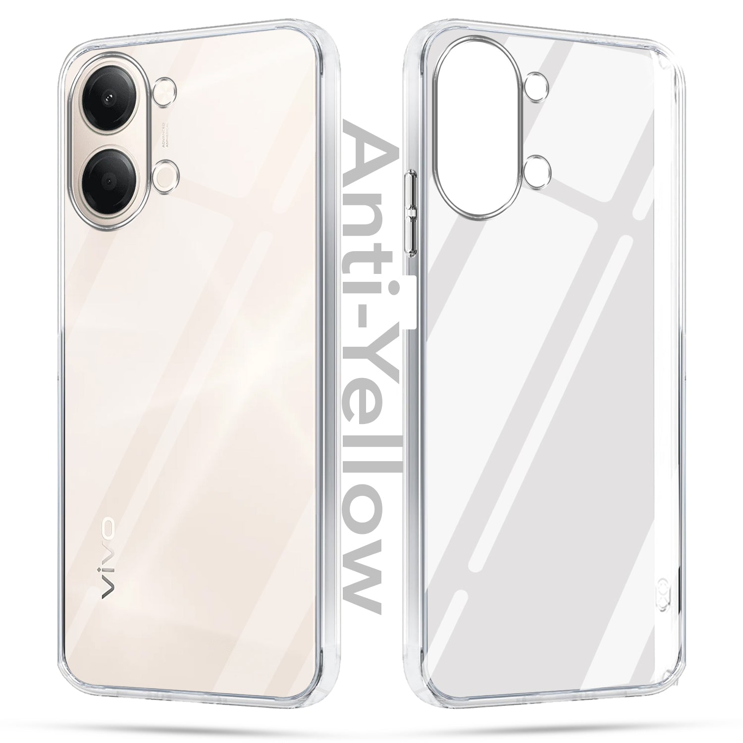 For Vivo Y11 | Vivo Y21 5G Combo with Back Cover and 9H Tempered Glass (Lifetime Anti-Yellow | Sleek Hard Crystal | Oleophobic Coating Screen Glass)