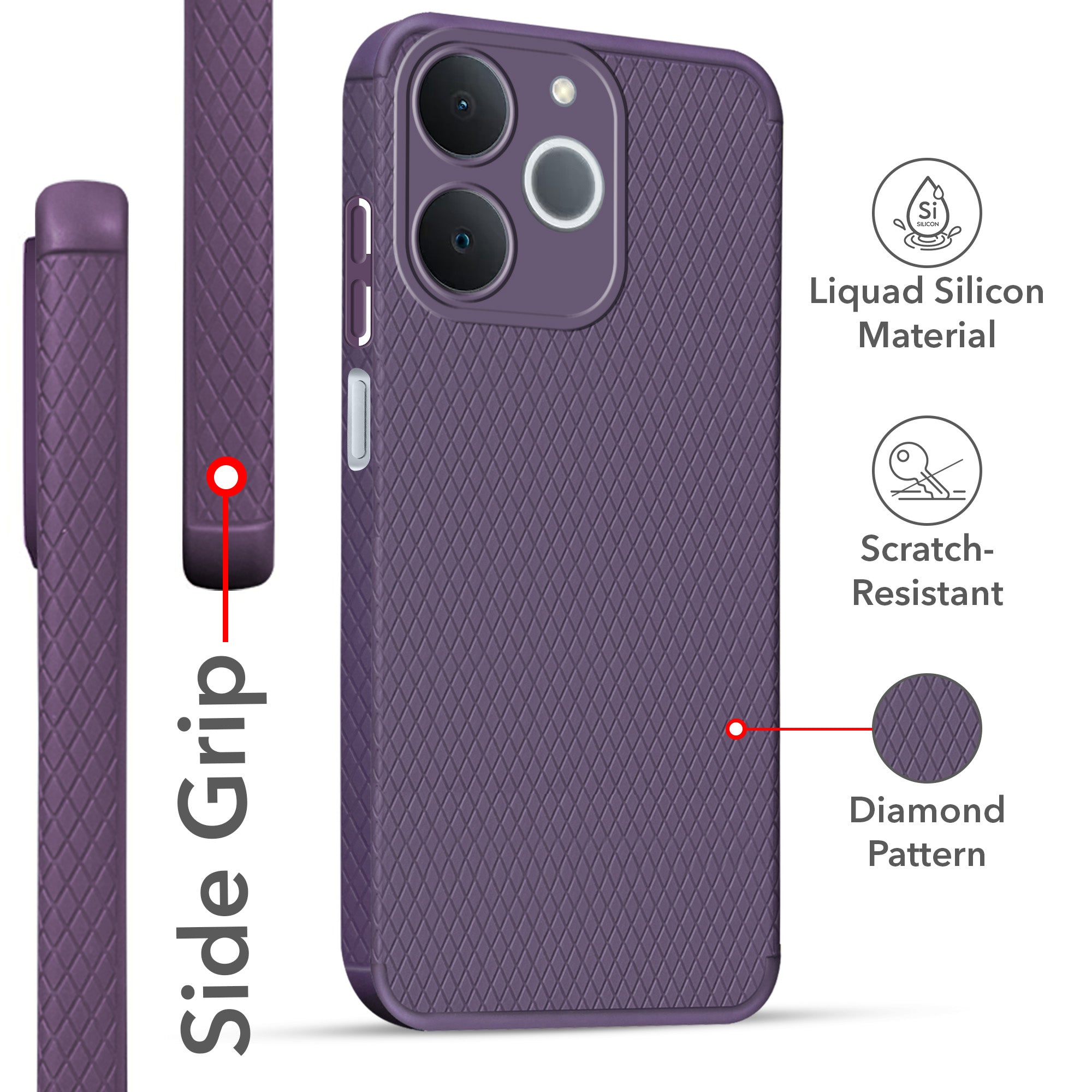 For Realme P4 Lite | Realme Narzo 80 Lite 4G Back Cover Case Liquid Silicone (Camera Protection | Side Grip Texture | Soft and Flexible)