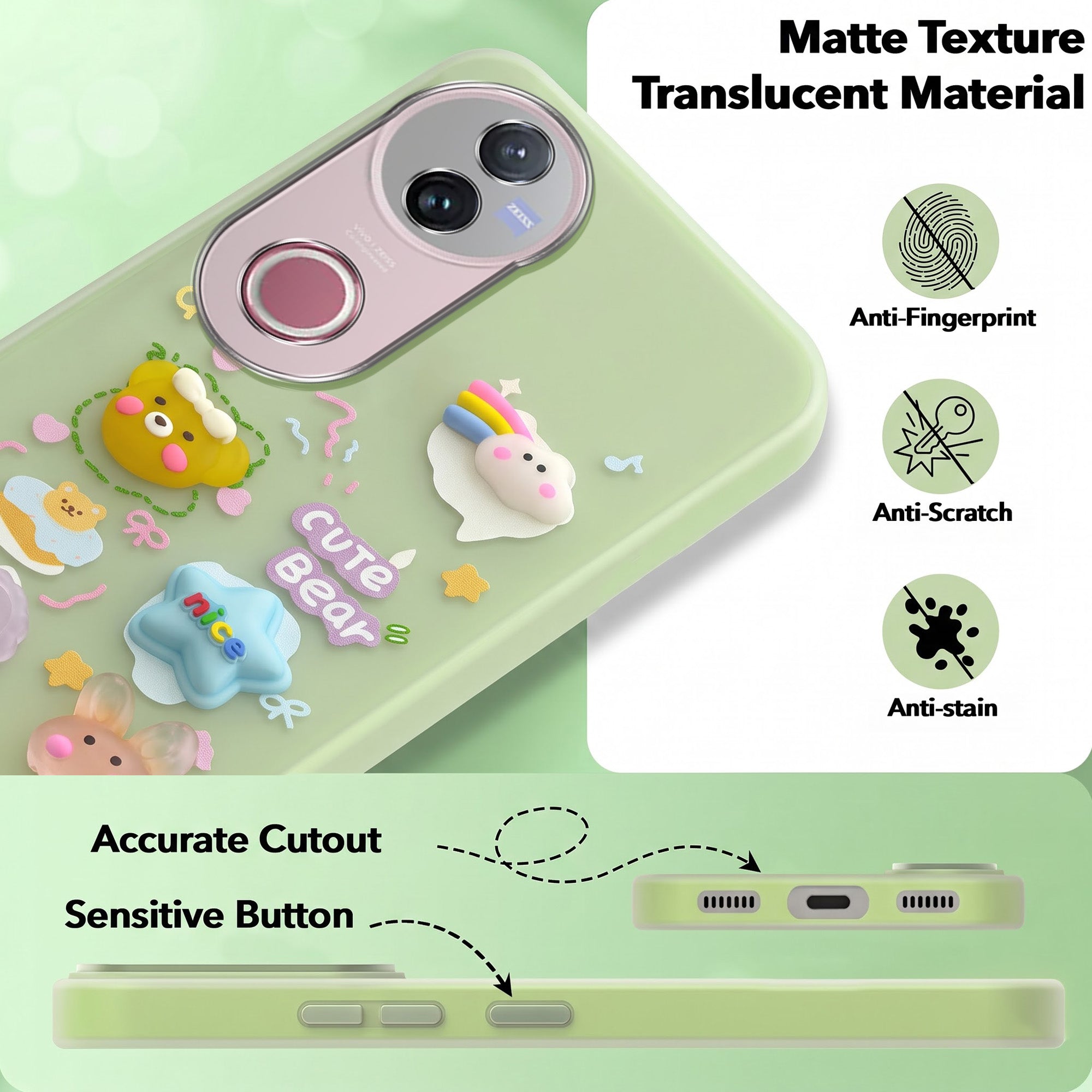 For Vivo V50 | Vivo V50e Back Cover Case (Cute 3D cartoon charms design | Slim Aesthetic Case for Girls | Camera Protection | Hard Unbreakable)