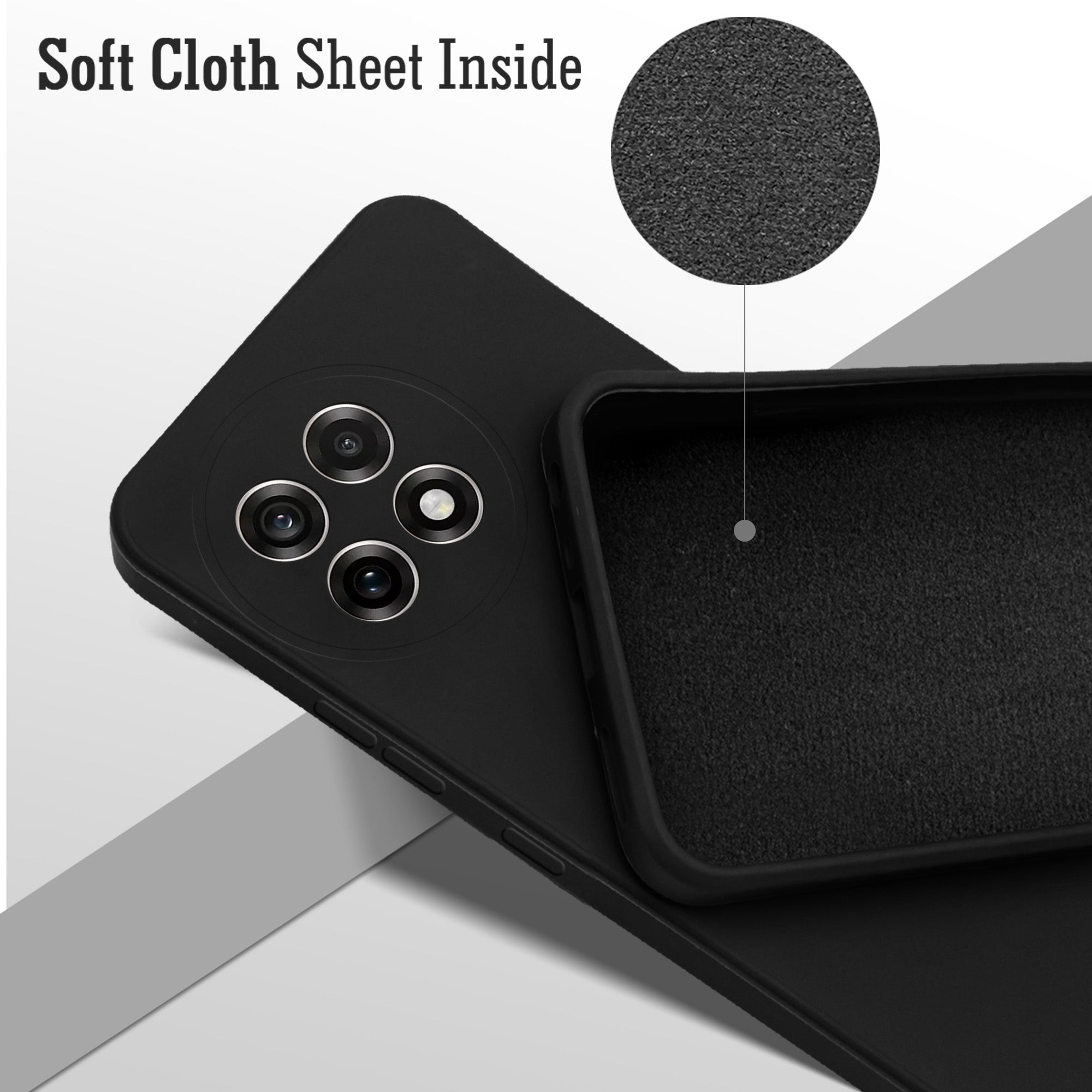 For OnePlus 13R Back Cover Case (Matte Finish Silicone with Inside Fiber cloth)