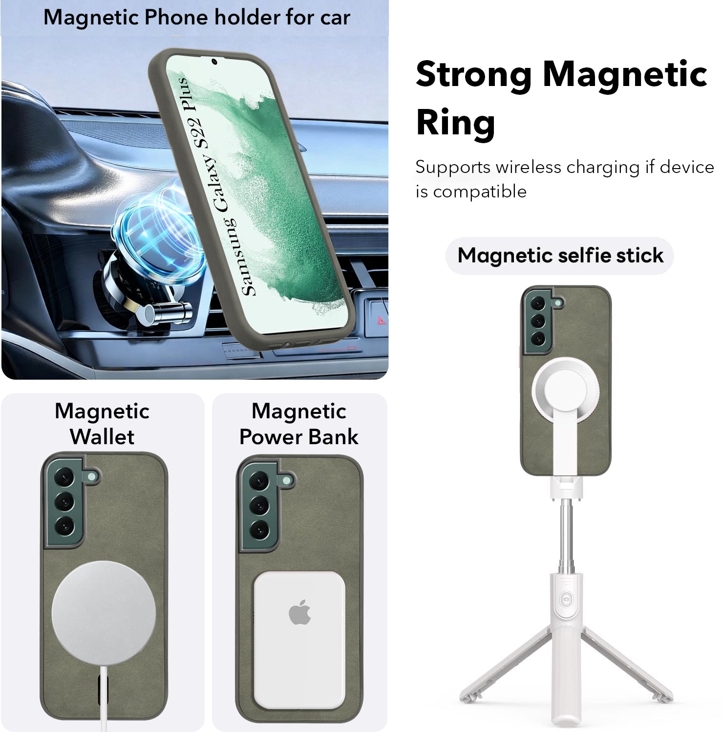 For Samsung Galaxy S22 Plus 5G Back Cover Case Leather Finish (MagSafe Compatible Wireless Charging | Soft Touch | Camera Bump Protection)